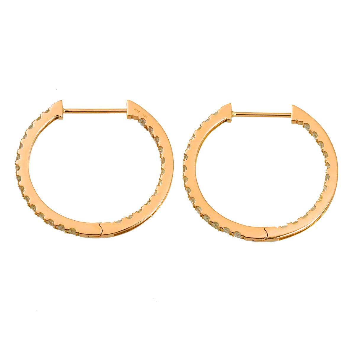 Diamond 0.50ct/0.50ct Earrings Pierced 18K PG Pink Gold 750