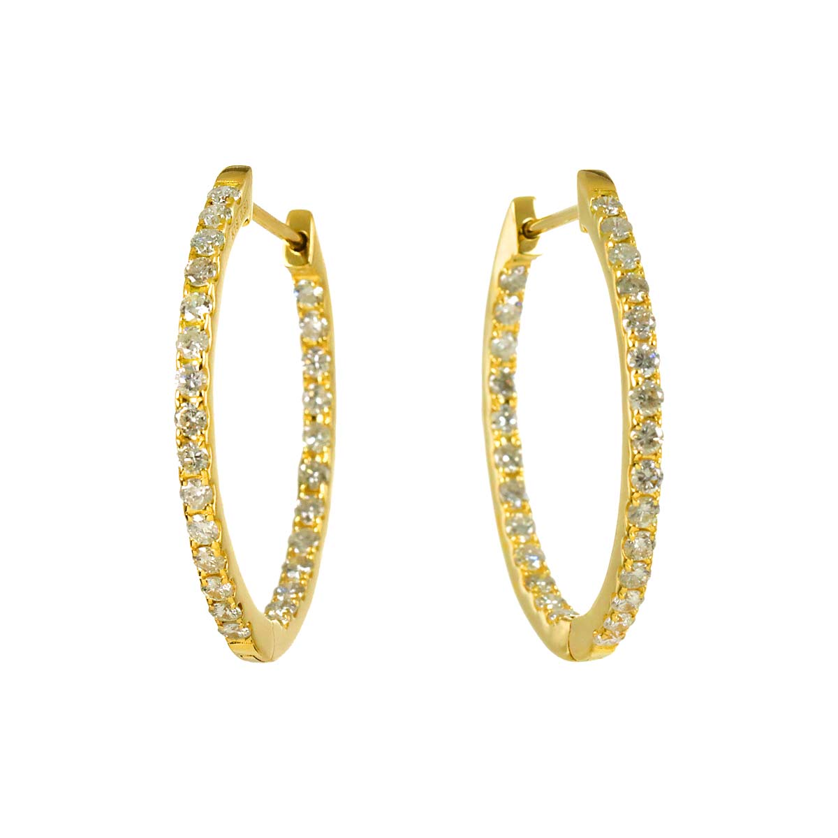 Diamond 0.50ct/0.50ct Earrings Pierced 18K YG Yellow Gold 750
