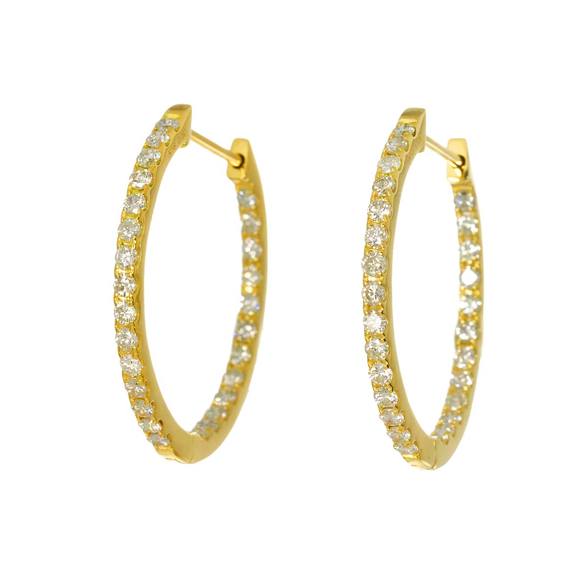 Diamond 0.50ct/0.50ct Earrings Pierced 18K YG Yellow Gold 750