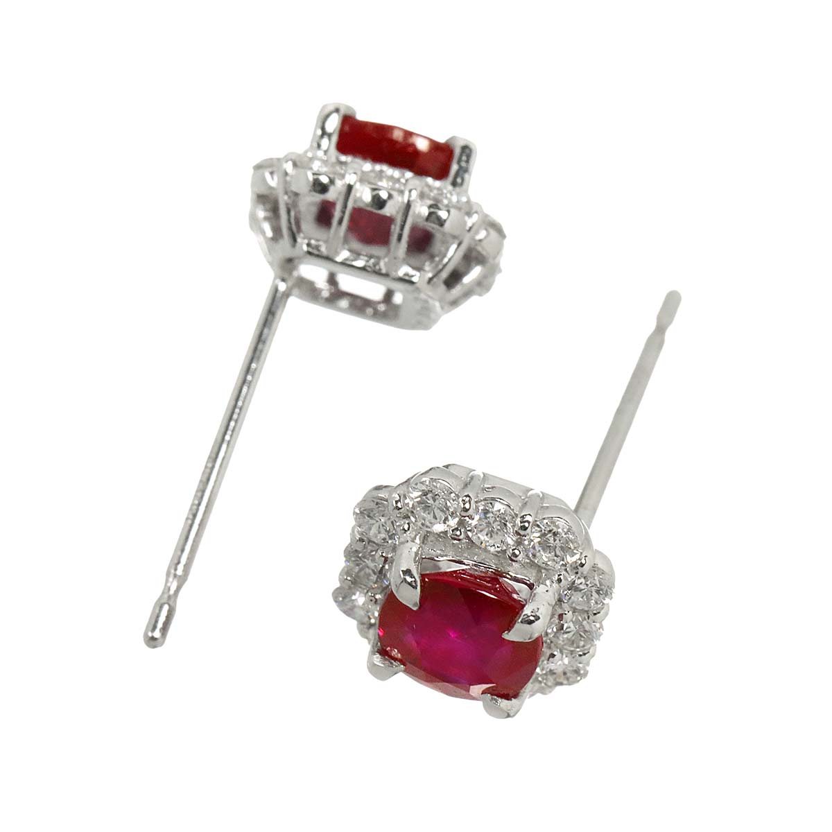 Ruby 1.01ct/1.00ct Diamond 0.25ct/0.25ct Pt Earrings Pierced