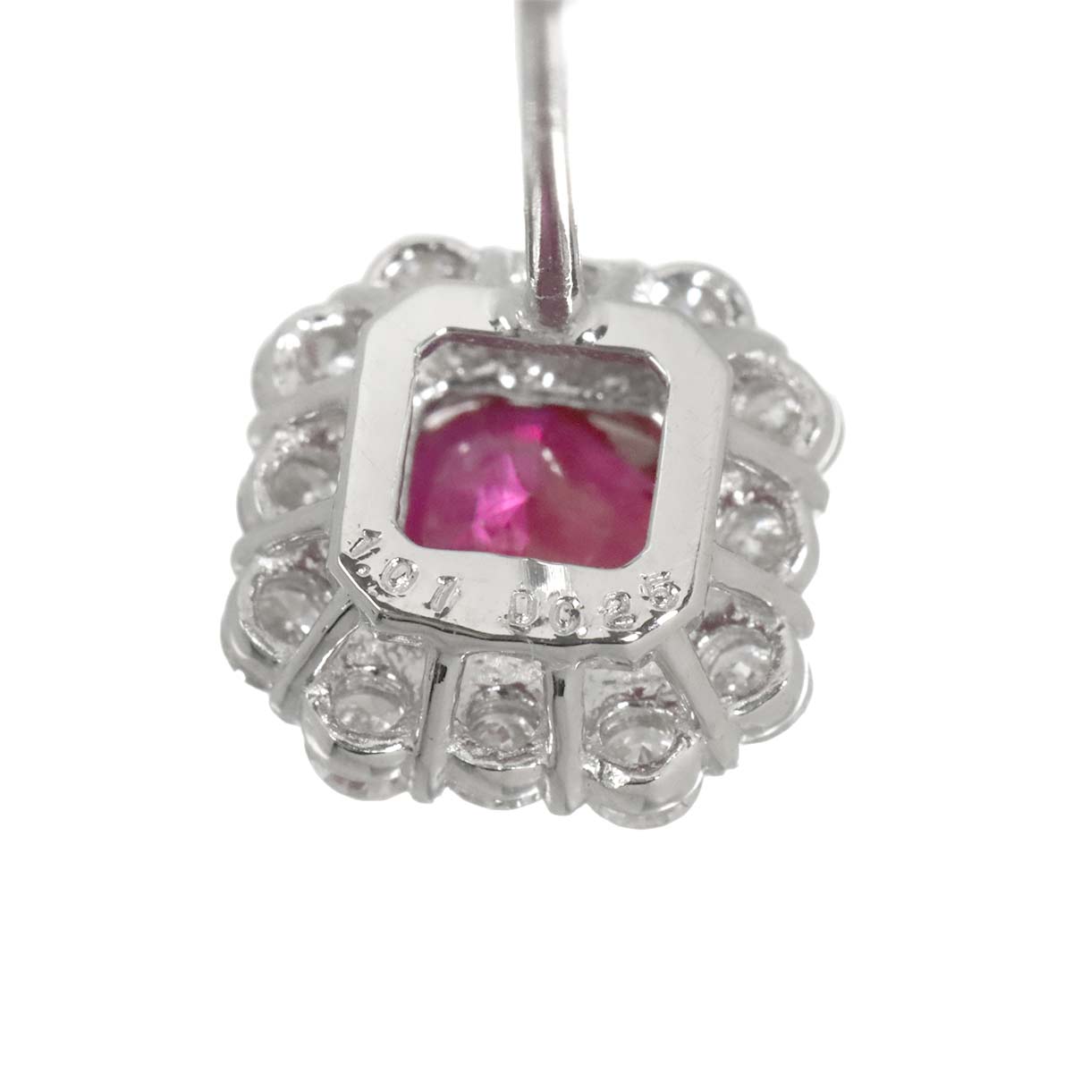 Ruby 1.01ct/1.00ct Diamond 0.25ct/0.25ct Pt Earrings Pierced
