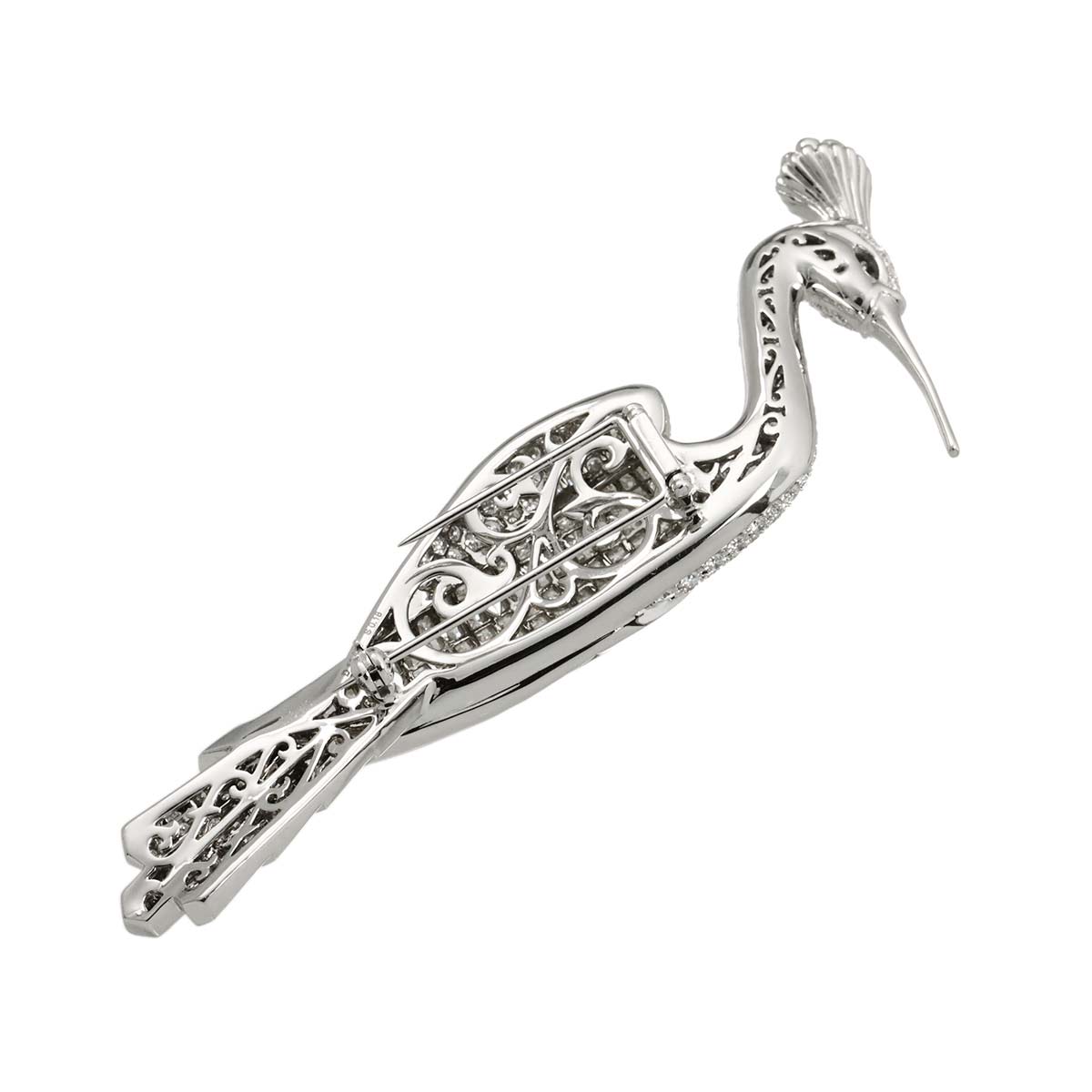 Diamond 14.481ct Sapphire 0.18ct Brooch 18K WG White Gold 750