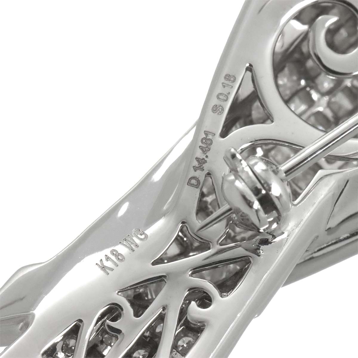 Diamond 14.481ct Sapphire 0.18ct Brooch 18K WG White Gold 750