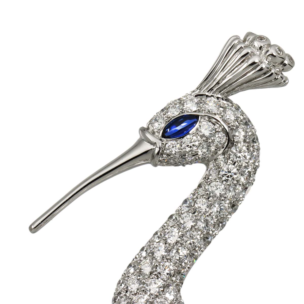Diamond 14.481ct Sapphire 0.18ct Brooch 18K WG White Gold 750