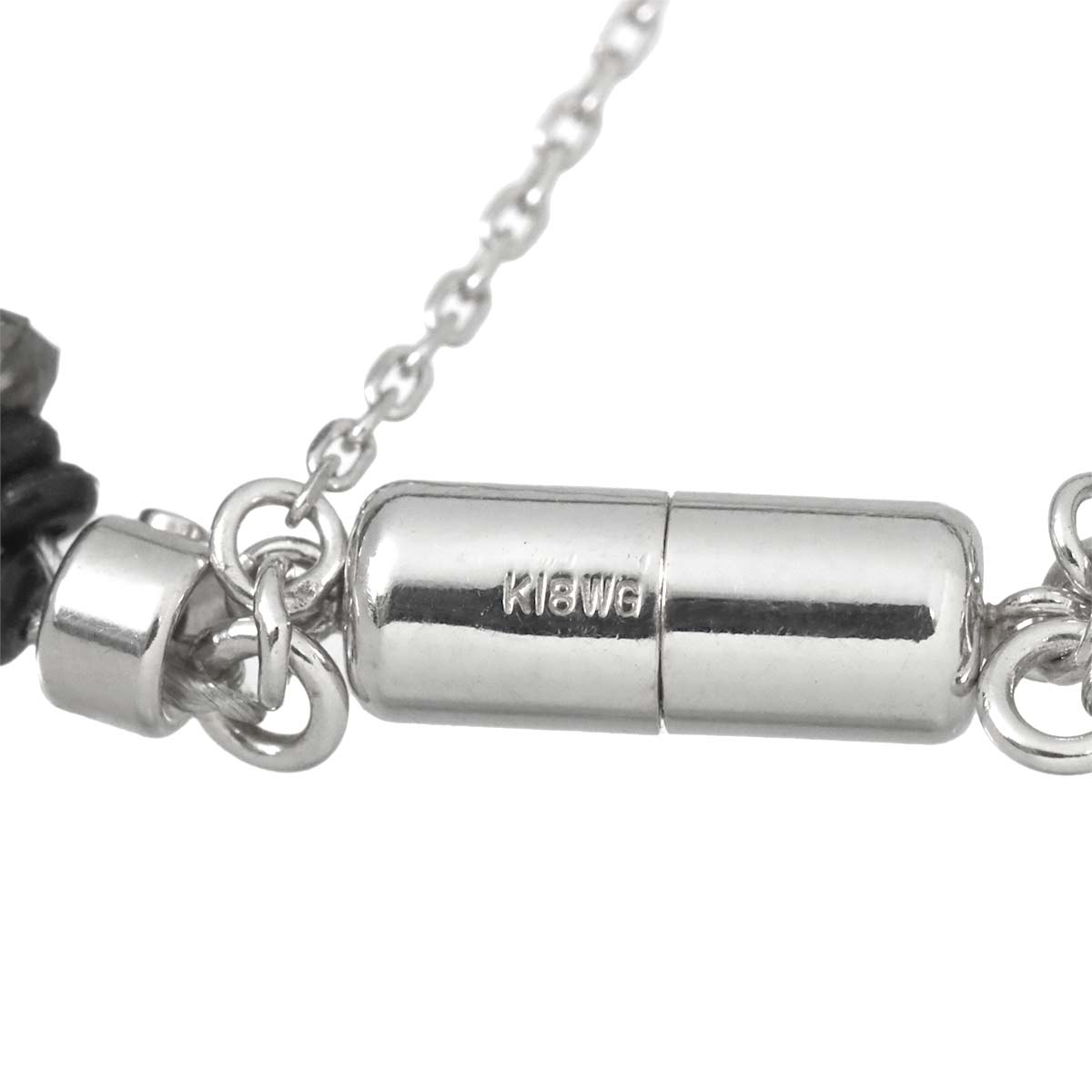 Black Diamond Bracelet 18K K18 WG White Gold 750