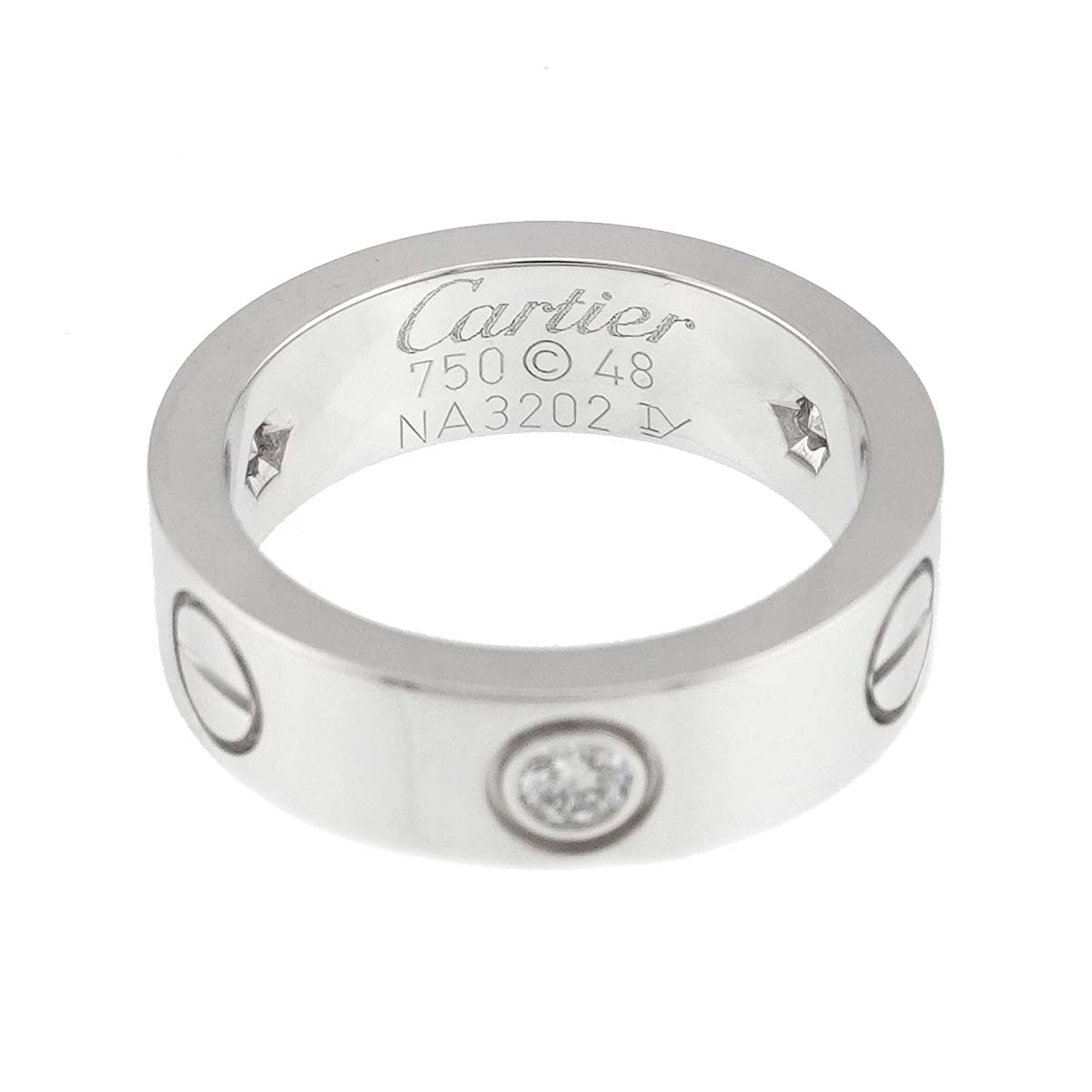 Love Ring Half Diamond 3P 18K White Gold 750 size48 4-4.5(US)
