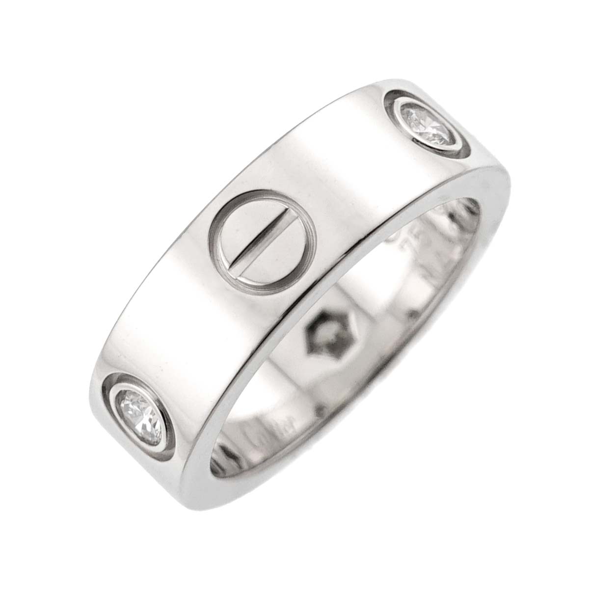 Love Ring Half Diamond 3P 18K White Gold 750 size48 4-4.5(US)