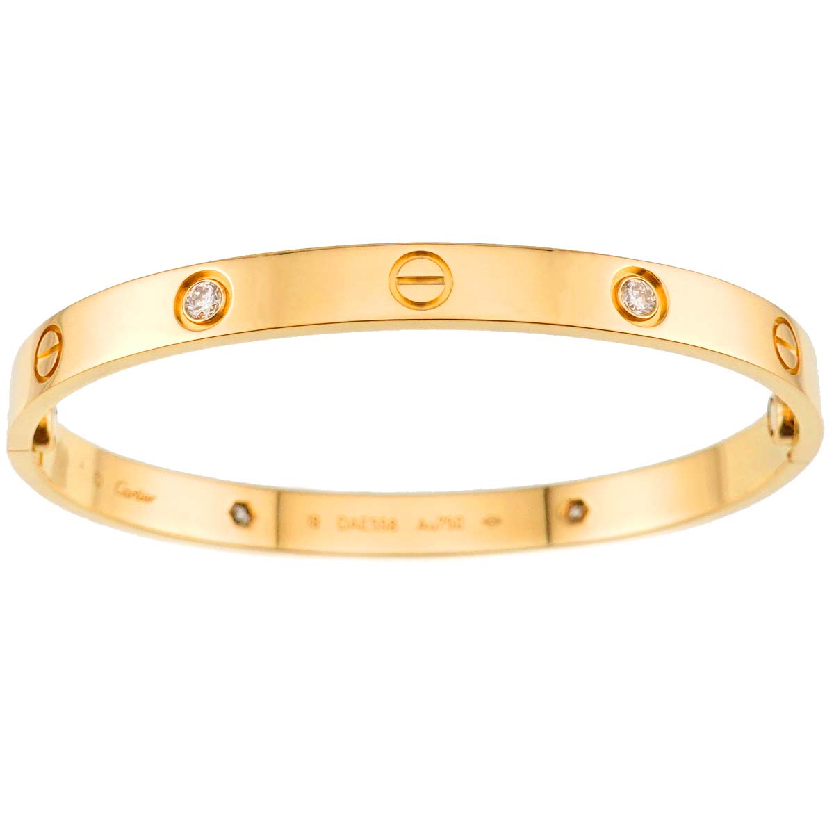 Love Bracelet Diamond 4P Bangle 18K YG 750 Size18