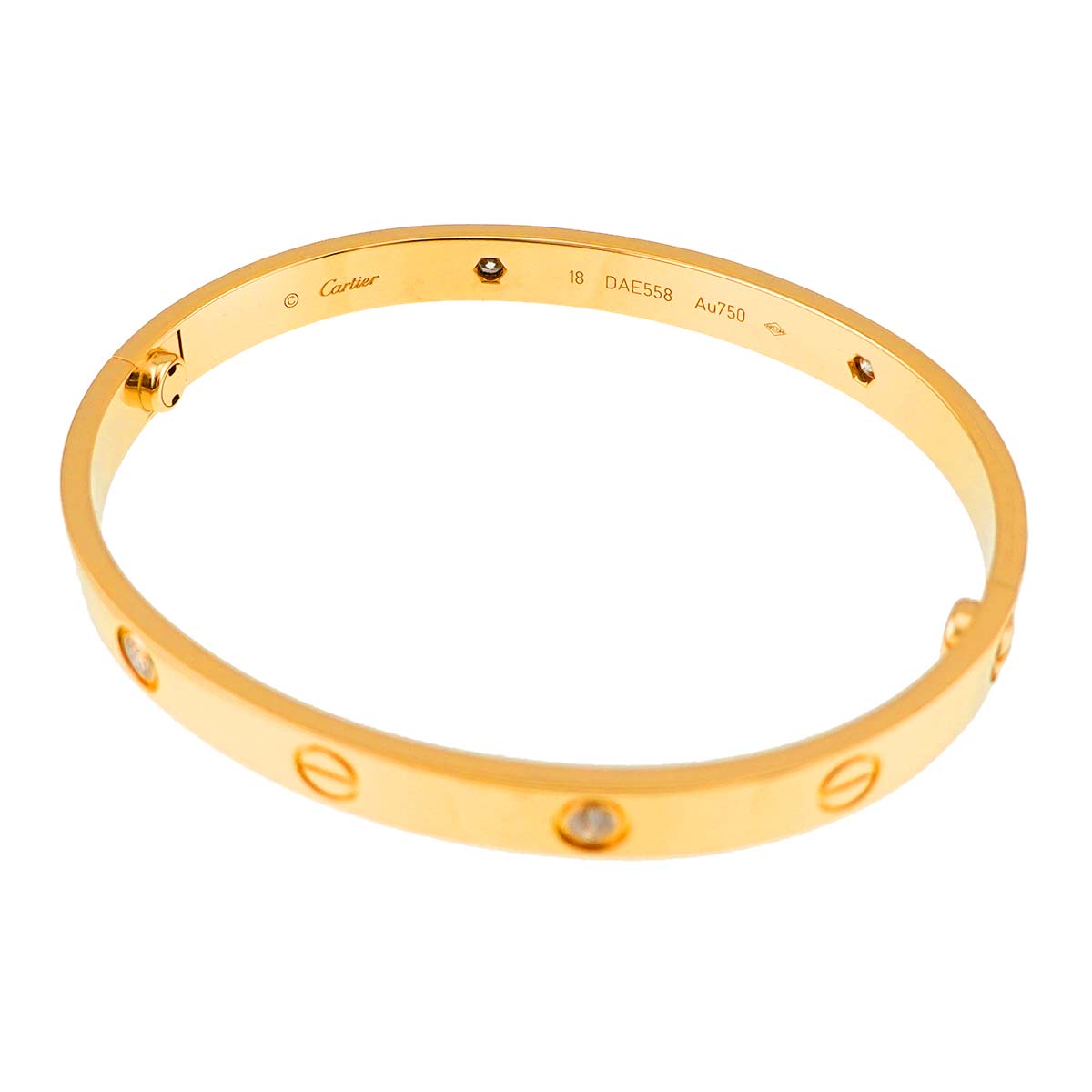 Love Bracelet Diamond 4P Bangle 18K YG 750 Size18