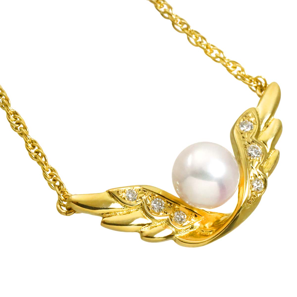 Akoya Pearl 6.7mm Diamond Necklace 18K YG 750