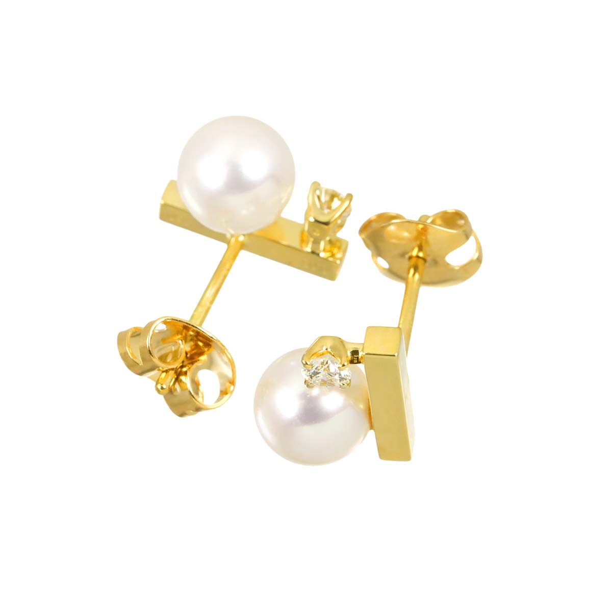 Balance Akoya Pearl Diamond 0.05/0.05ct Earrings Pierced 18K YG