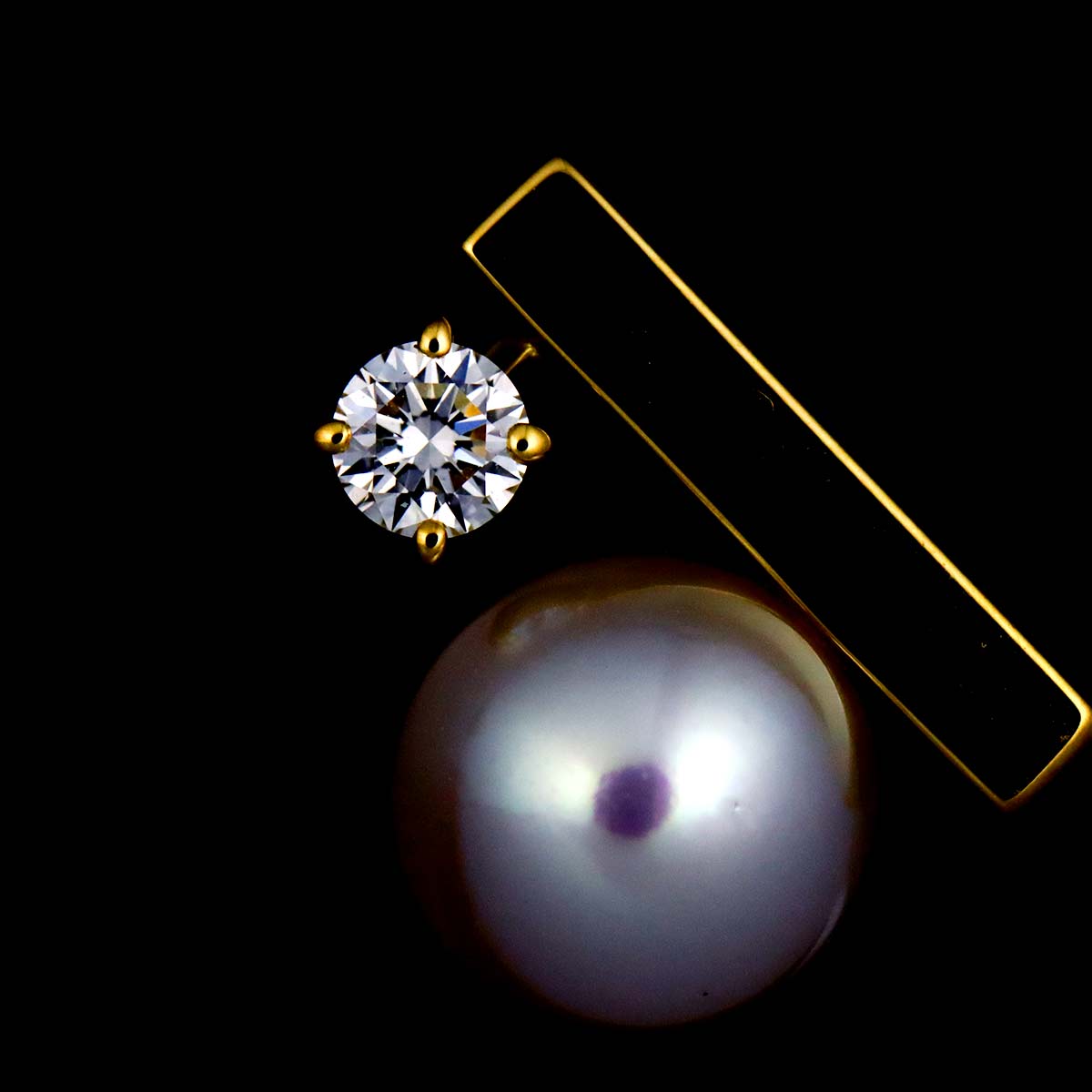 Balance Akoya Pearl Diamond 0.05/0.05ct Earrings Pierced 18K YG