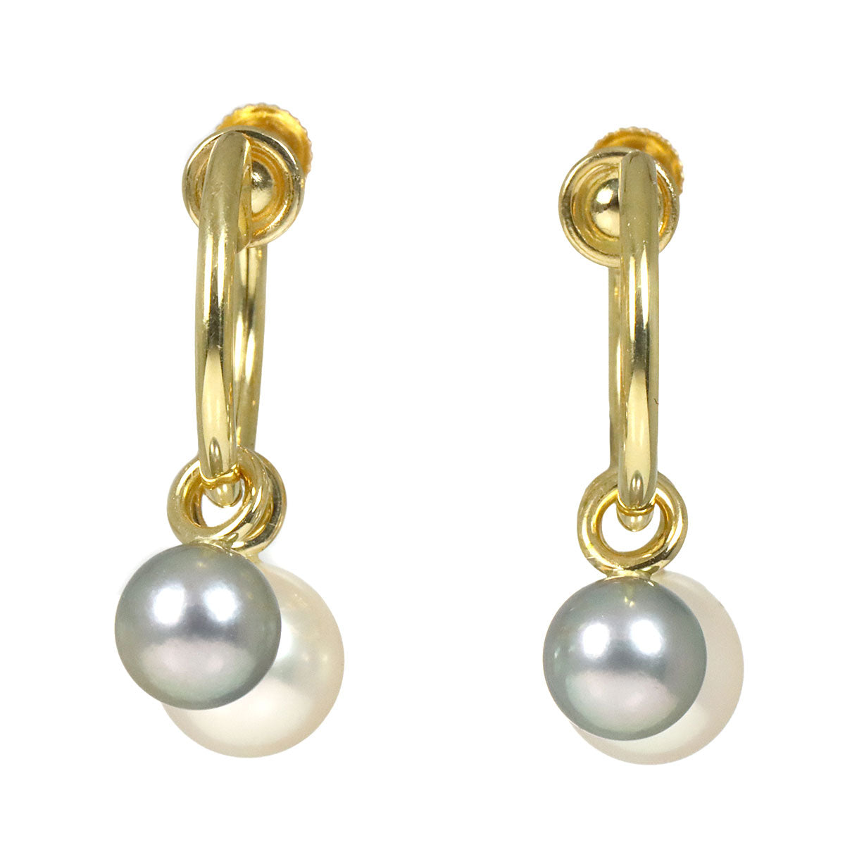 Akoya Pearl 7.5-6.3mm Earrings 18K YG 750