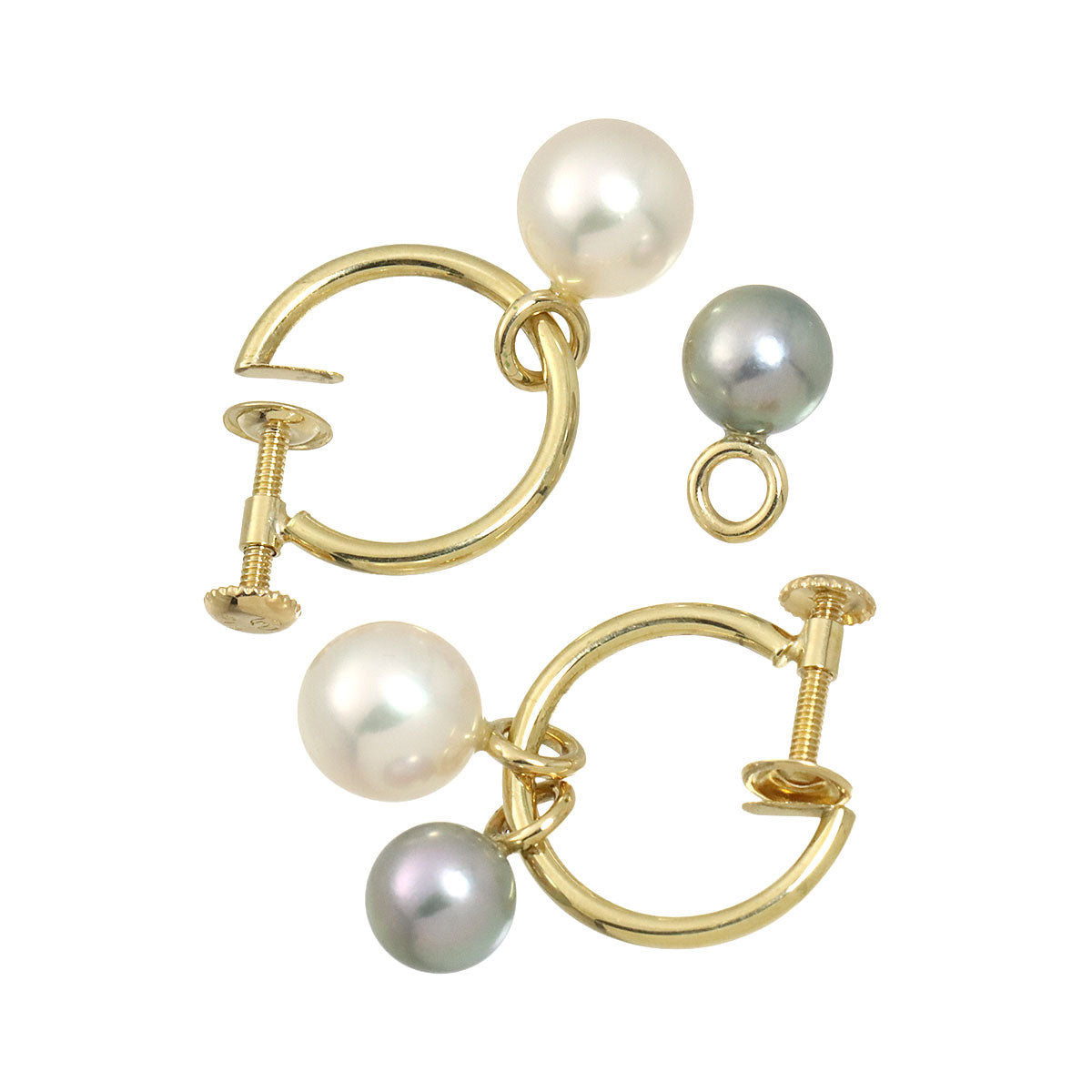 Akoya Pearl 7.5-6.3mm Earrings 18K YG 750