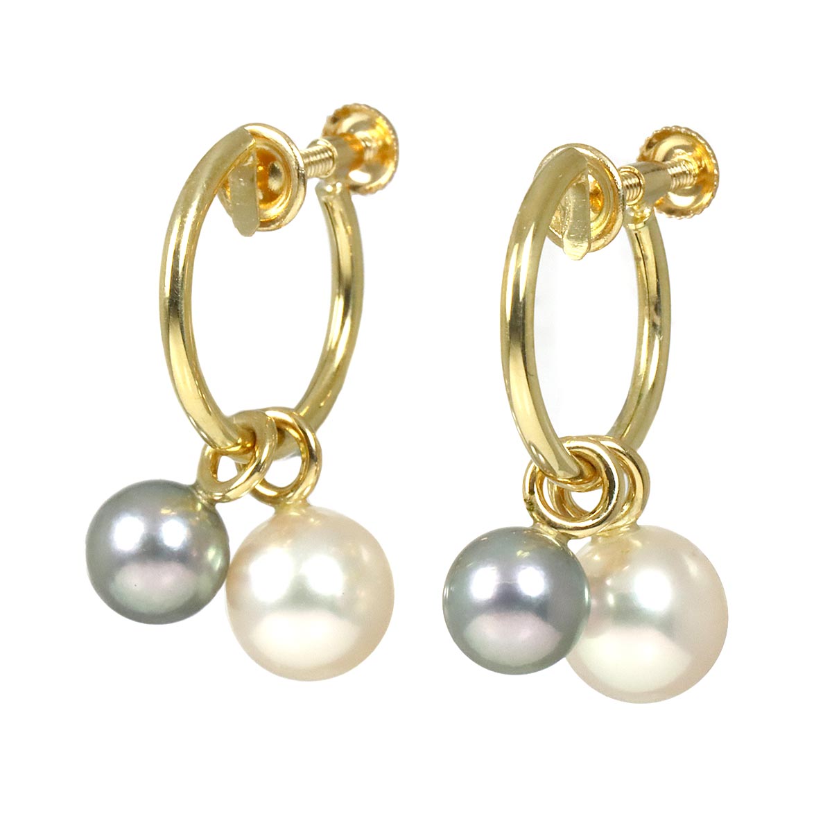 Akoya Pearl 7.5-6.3mm Earrings 18K YG 750