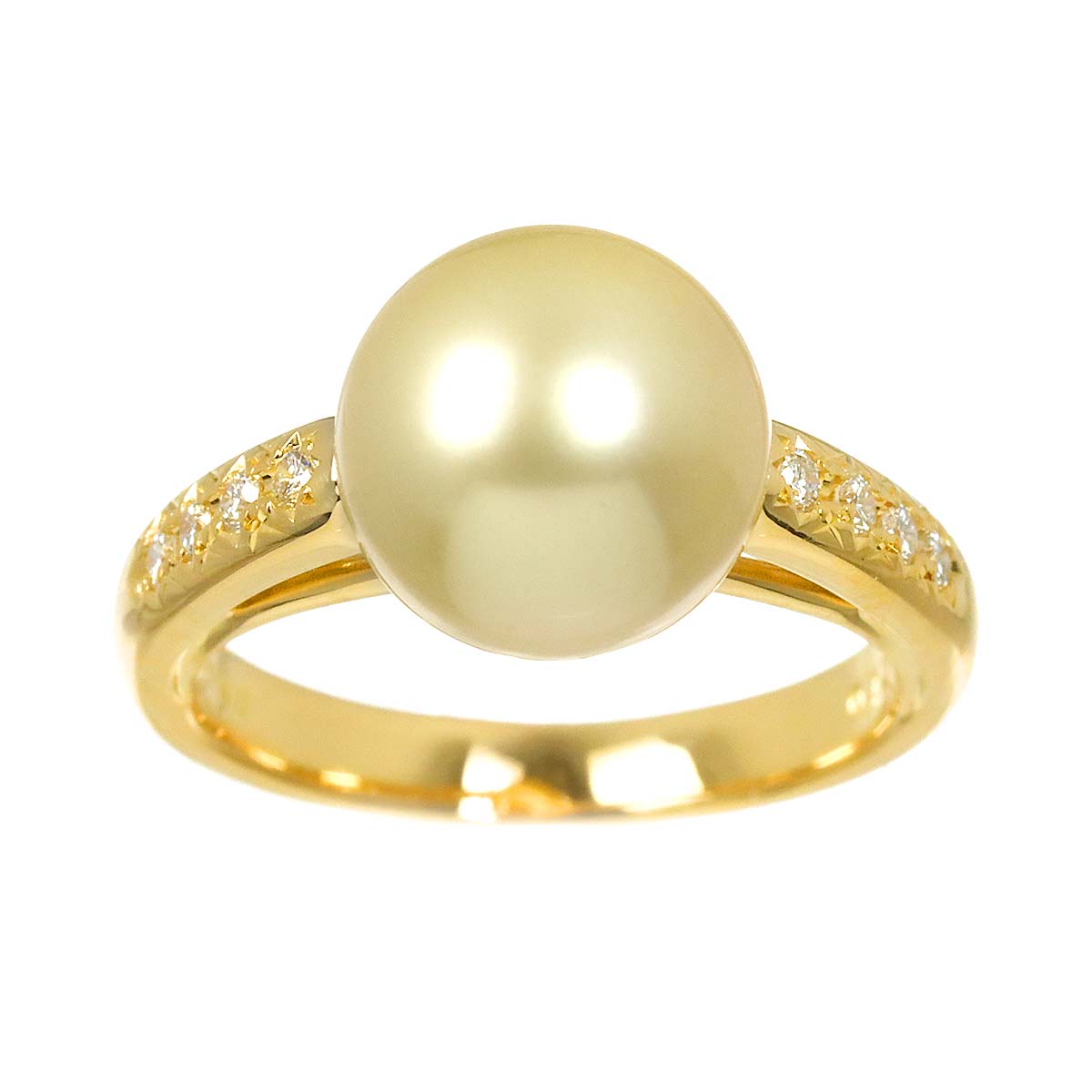 South Sea pearl 10.0mm Diamond Ring 18K YG 750 6(US)
