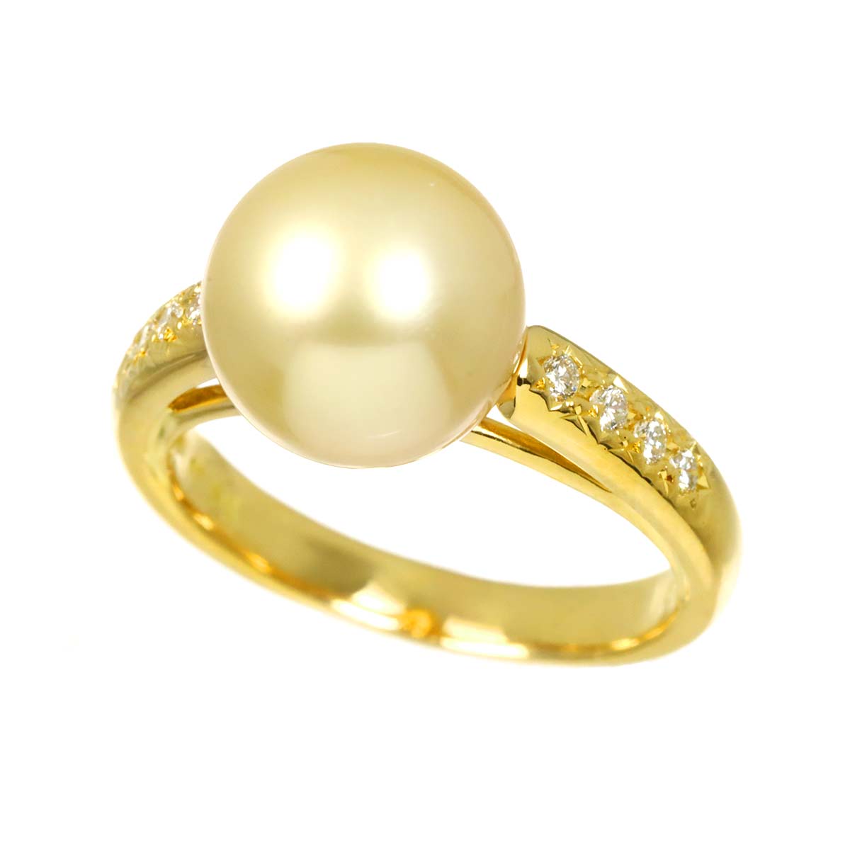 South Sea pearl 10.0mm Diamond Ring 18K YG 750 6(US)
