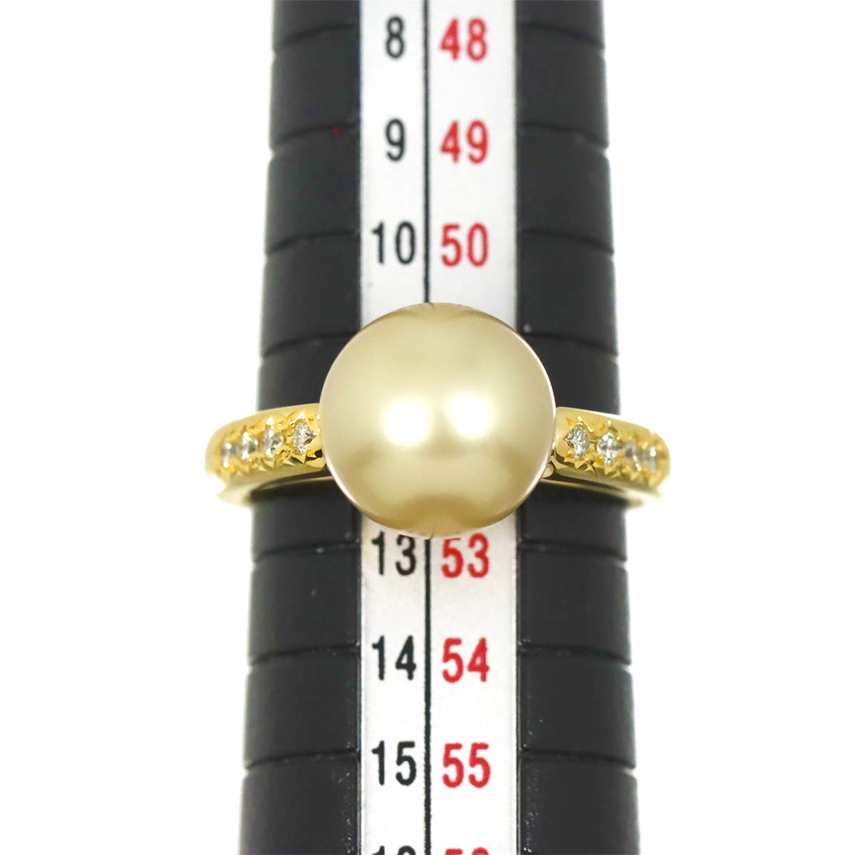 South Sea pearl 10.0mm Diamond Ring 18K YG 750 6(US)
