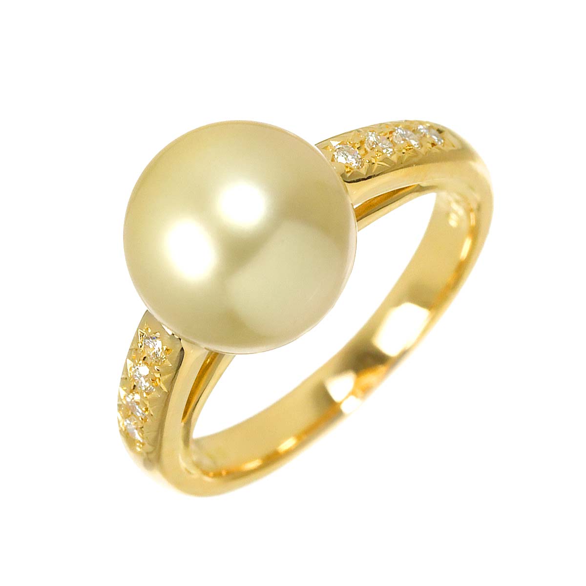 South Sea pearl 10.0mm Diamond Ring 18K YG 750 6(US)