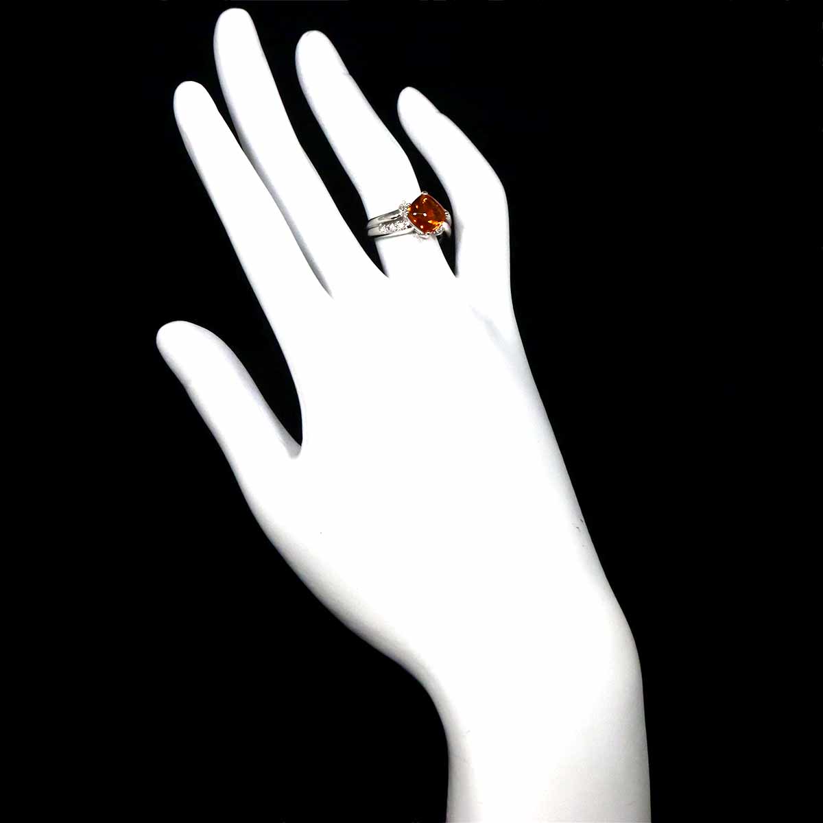 Citrine Diamond 0.12ct Ring 18K WG 750 size5.5-5.75(US)