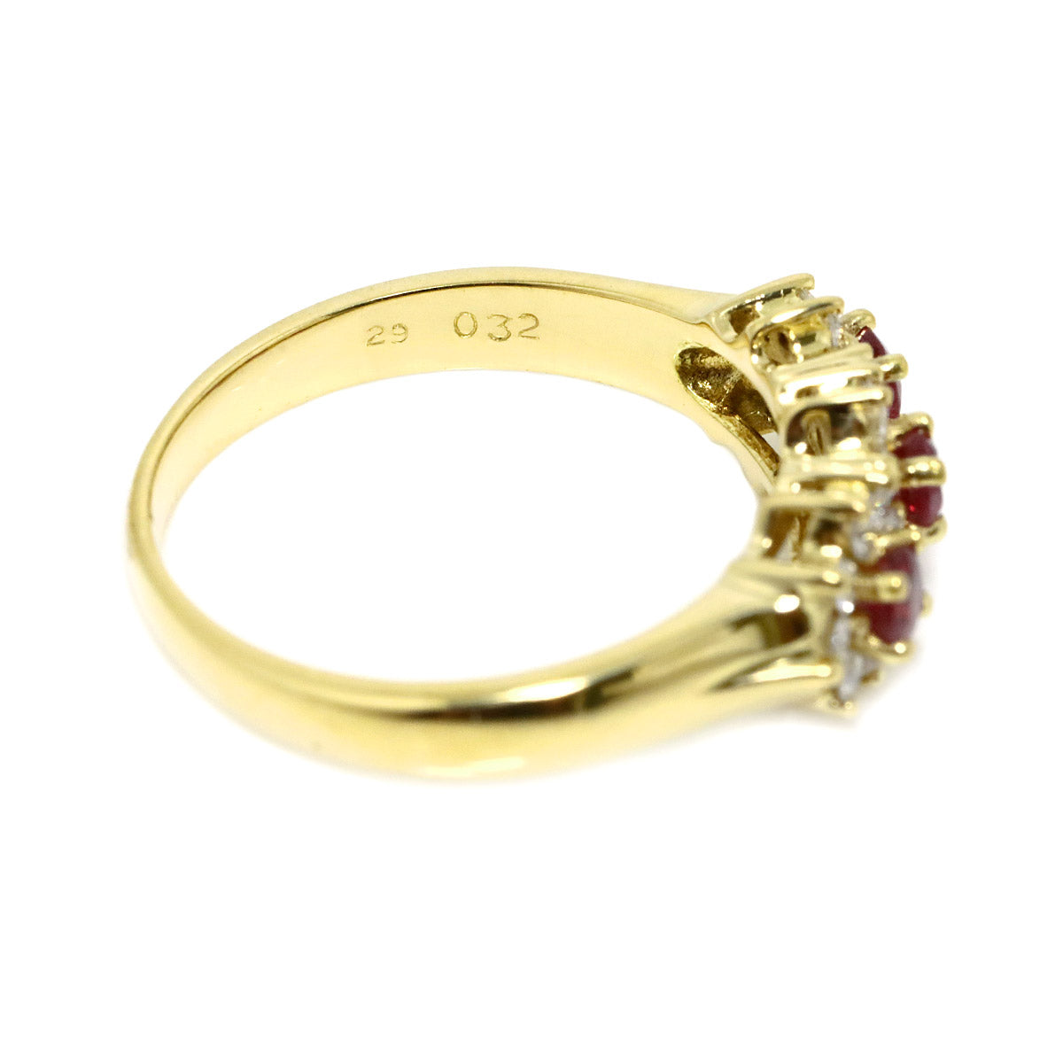 Ruby 0.32ct Diamond 0.29ct Ring 18K YG Size6(US)