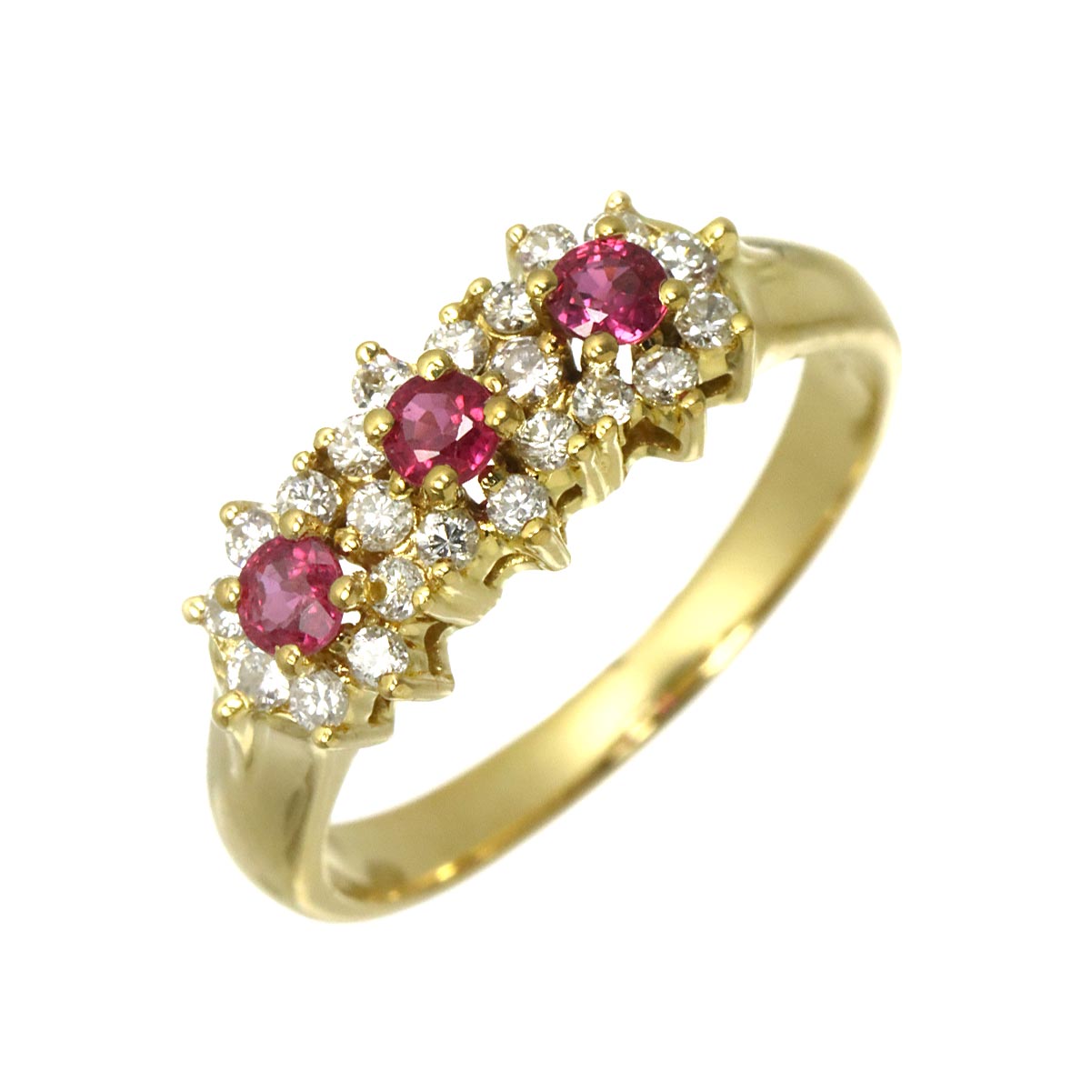 Ruby 0.32ct Diamond 0.29ct Ring 18K YG Size6(US)
