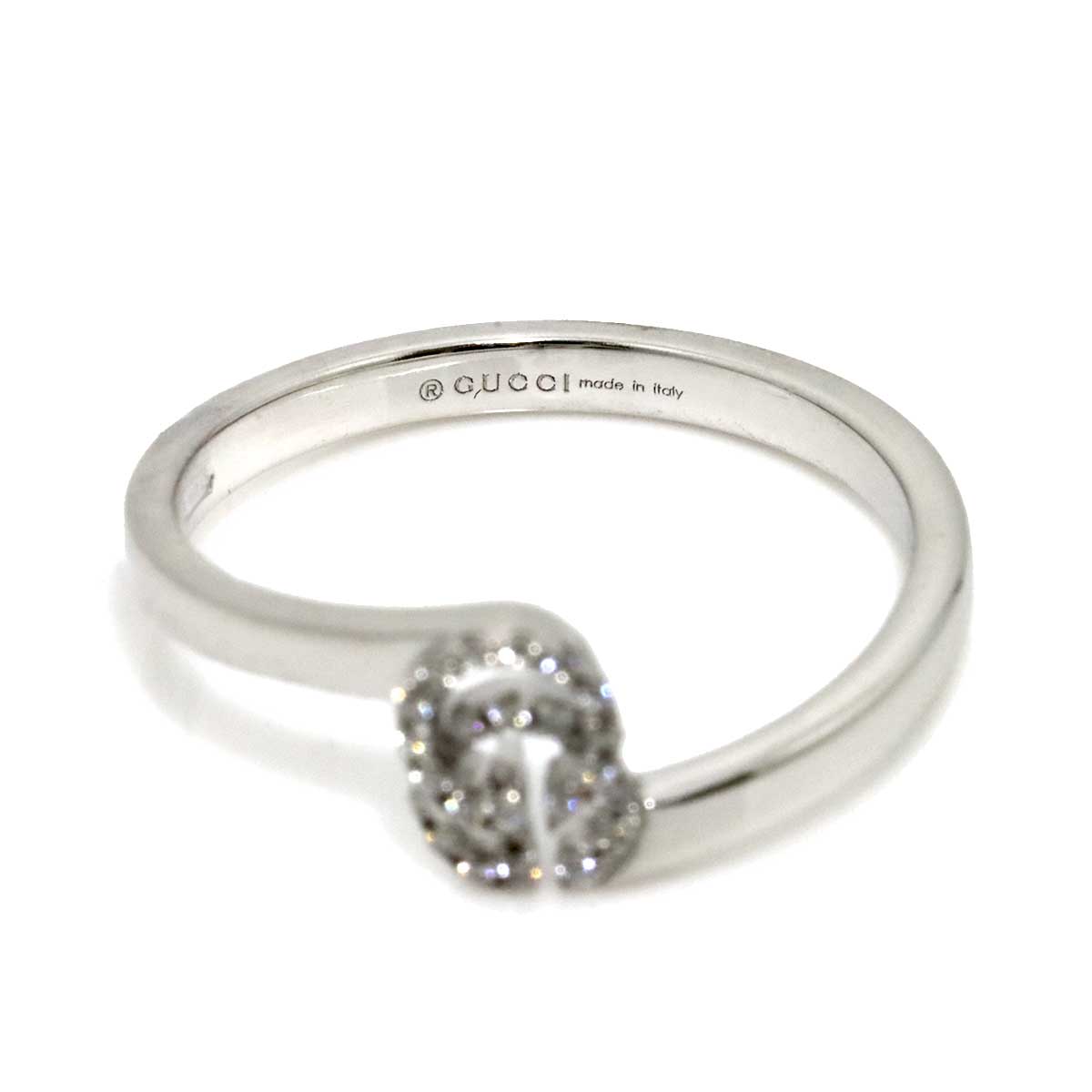 GG Logo Ring Diamond 18K K18 WG 750 size11 5.5-5.75(US)