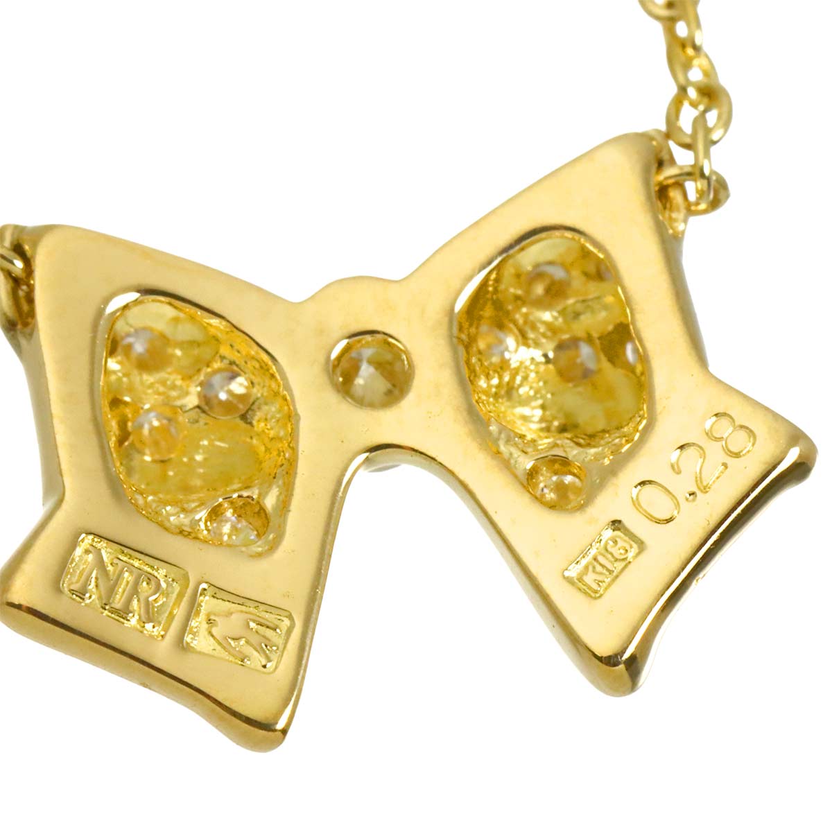 Diamond 0.28ct Ribbon Necklace 18K YG 750