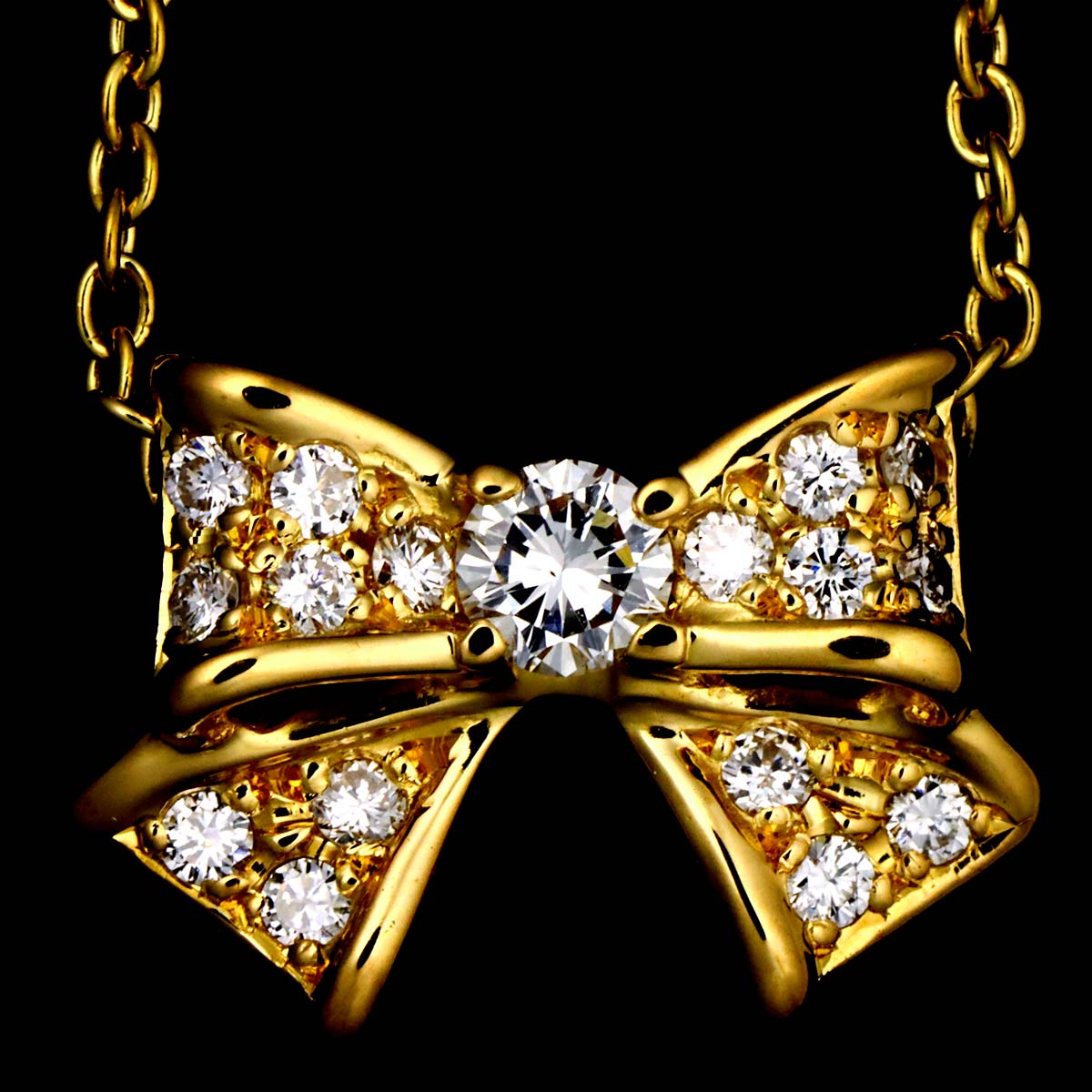 Diamond 0.28ct Ribbon Necklace 18K YG 750