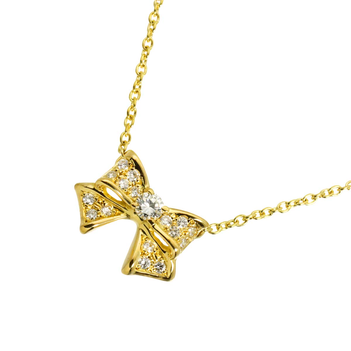 Diamond 0.28ct Ribbon Necklace 18K YG 750