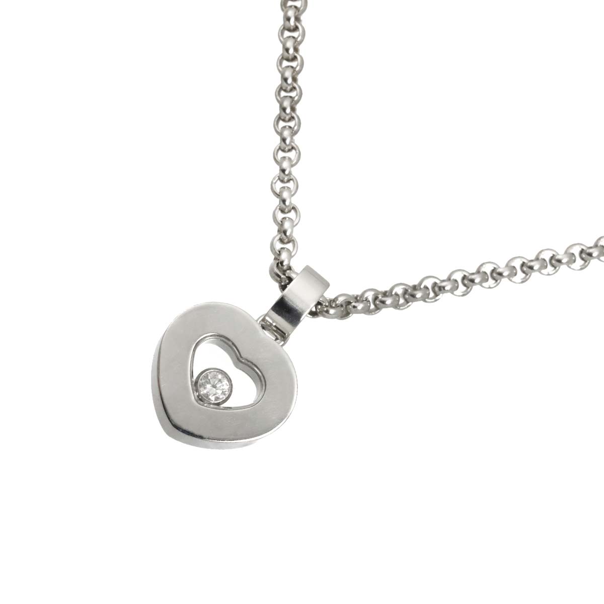 Happy Diamond Heart Necklace 18K White Gold 750
