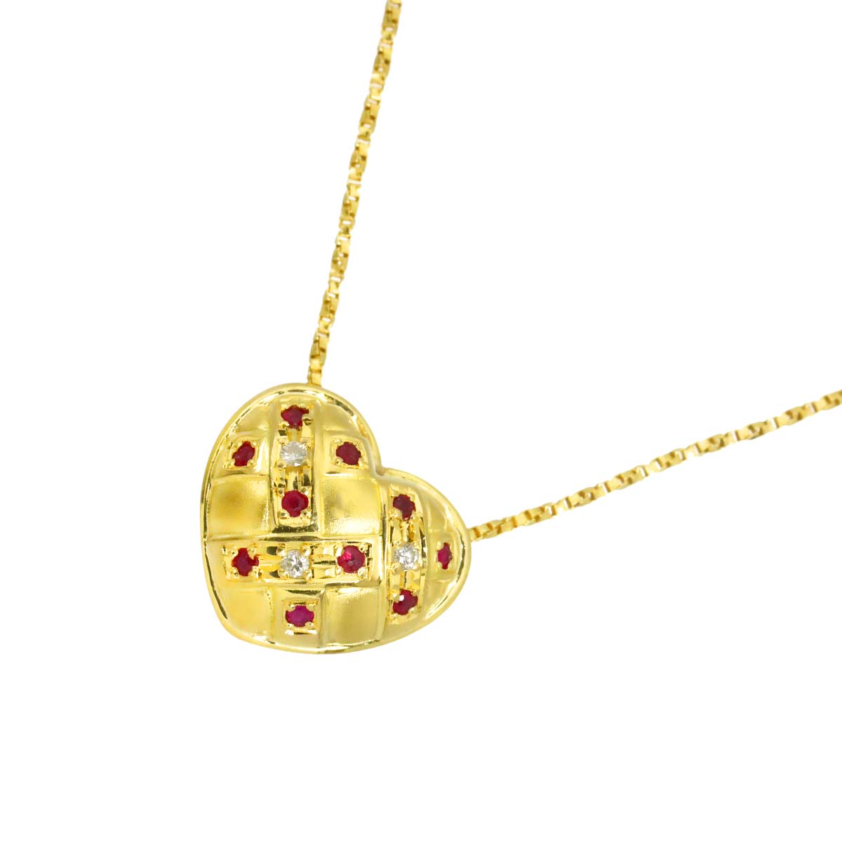 Ruby 0.16ct Diamond 0.03ct Necklace 18K K18 YG 750