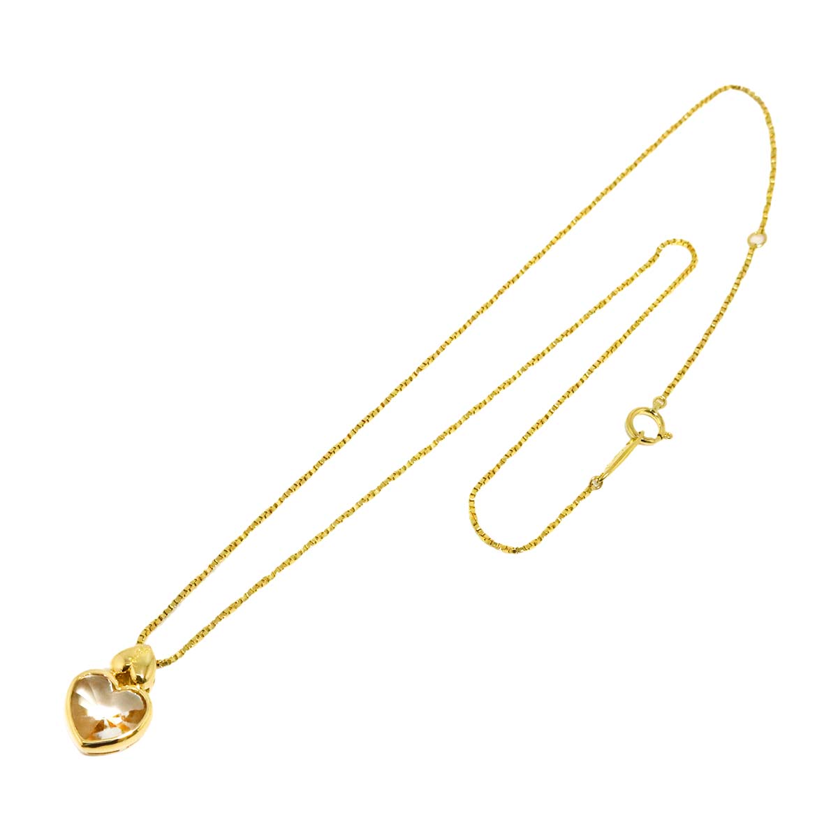 Quartz Heart Necklace 18K K18 YG 750