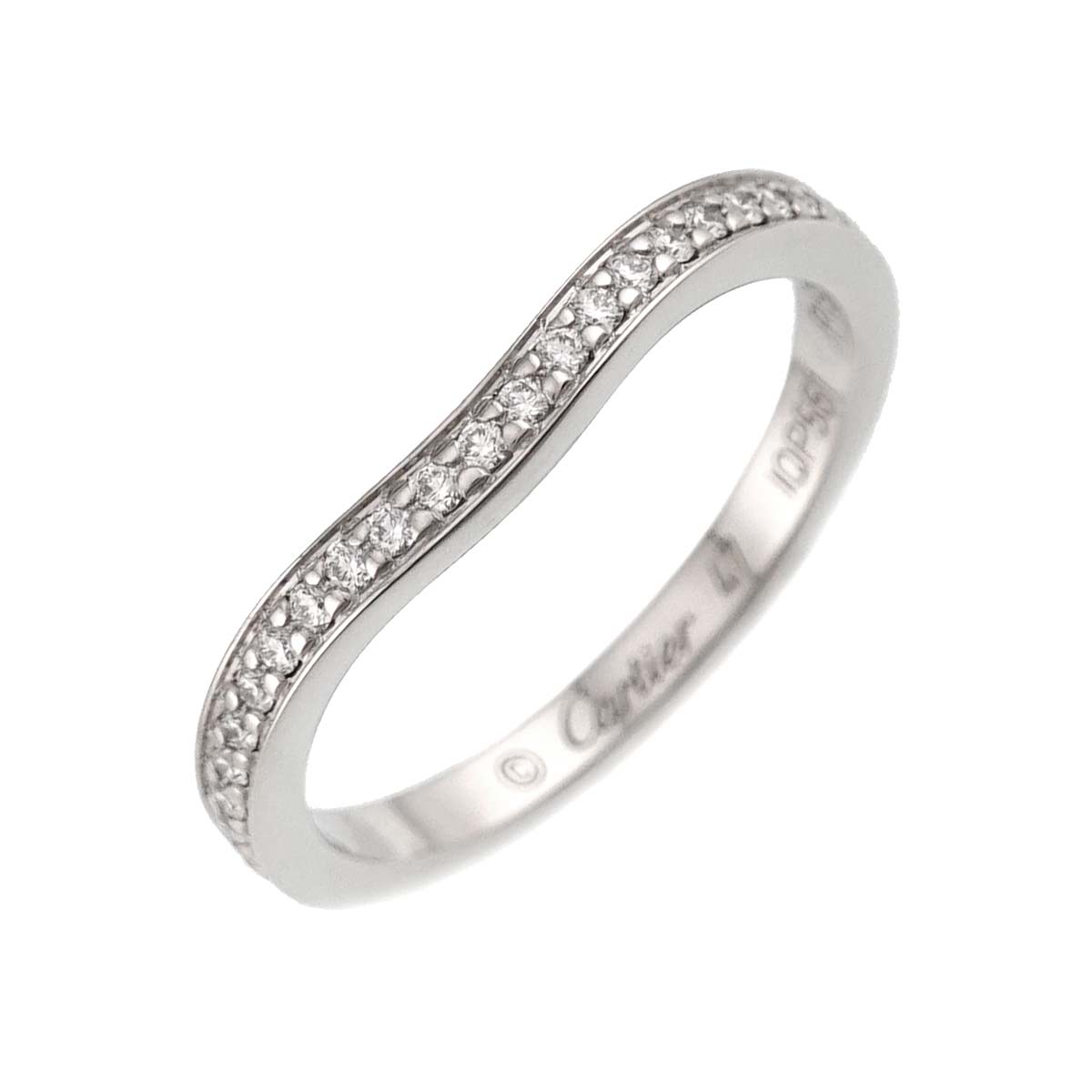 Ballerine curve Diamond Ring Pt Pt size47 4(US)