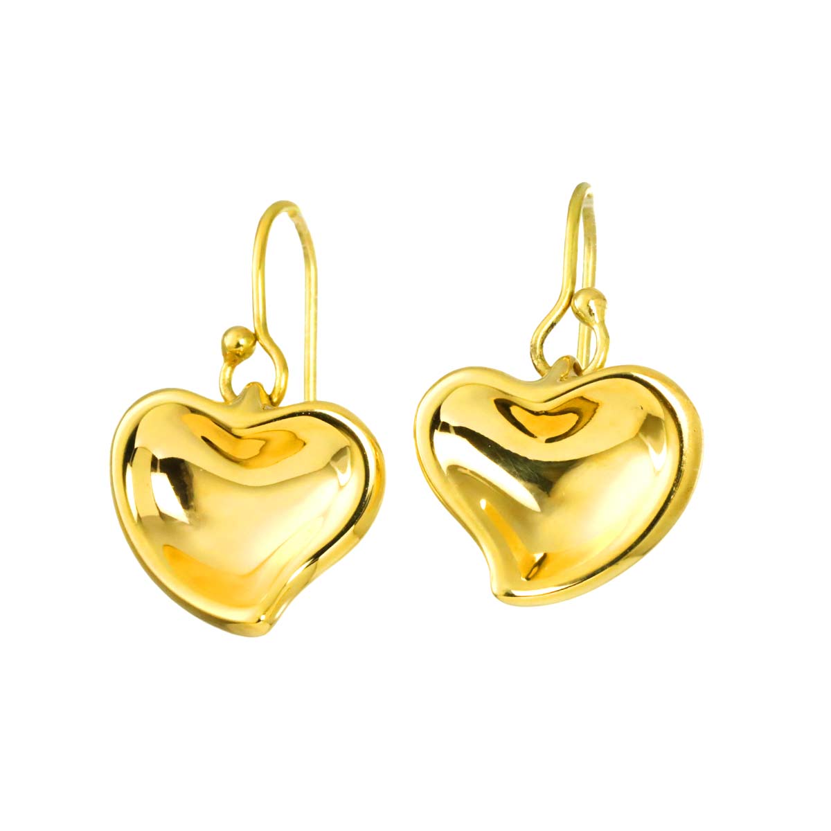Full Heart Earrings Pierced 18K Yellow Gold 750