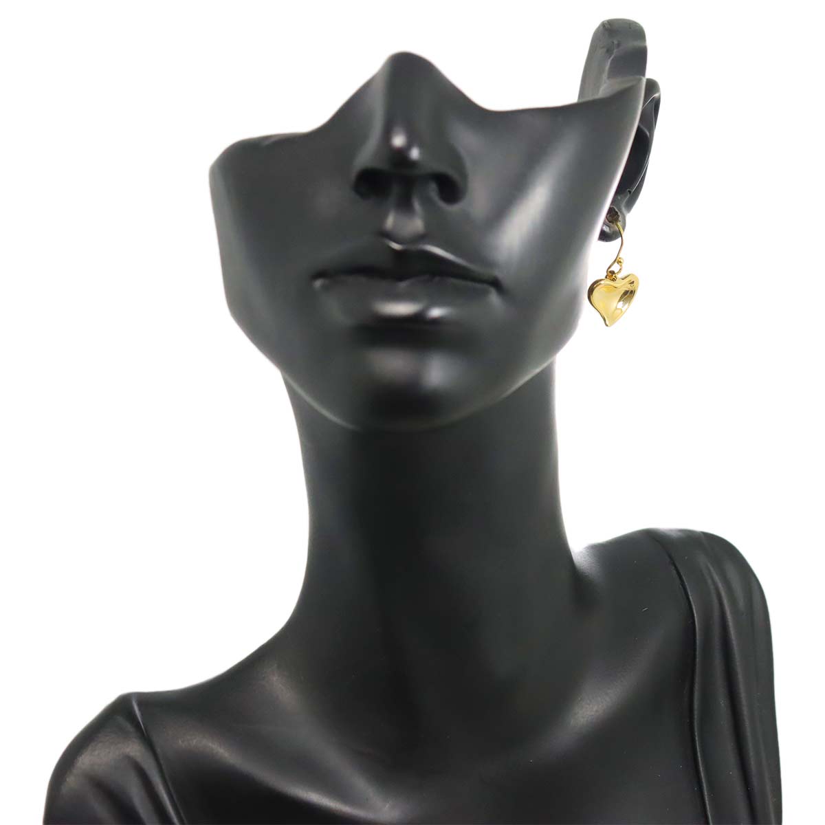 Full Heart Earrings Pierced 18K Yellow Gold 750