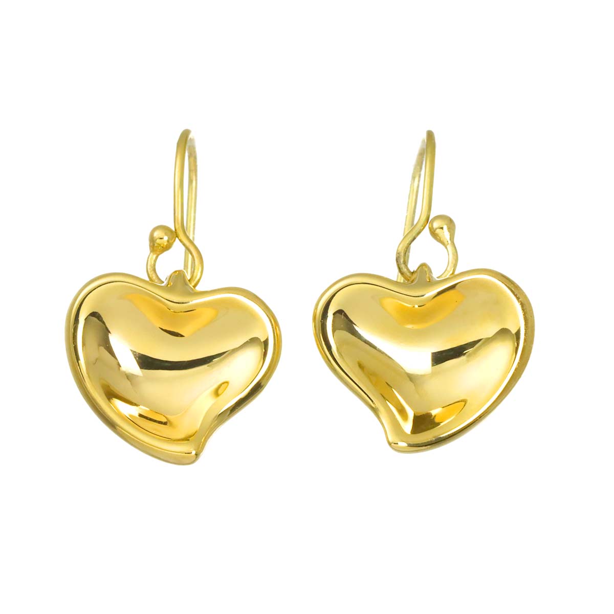 Full Heart Earrings Pierced 18K Yellow Gold 750
