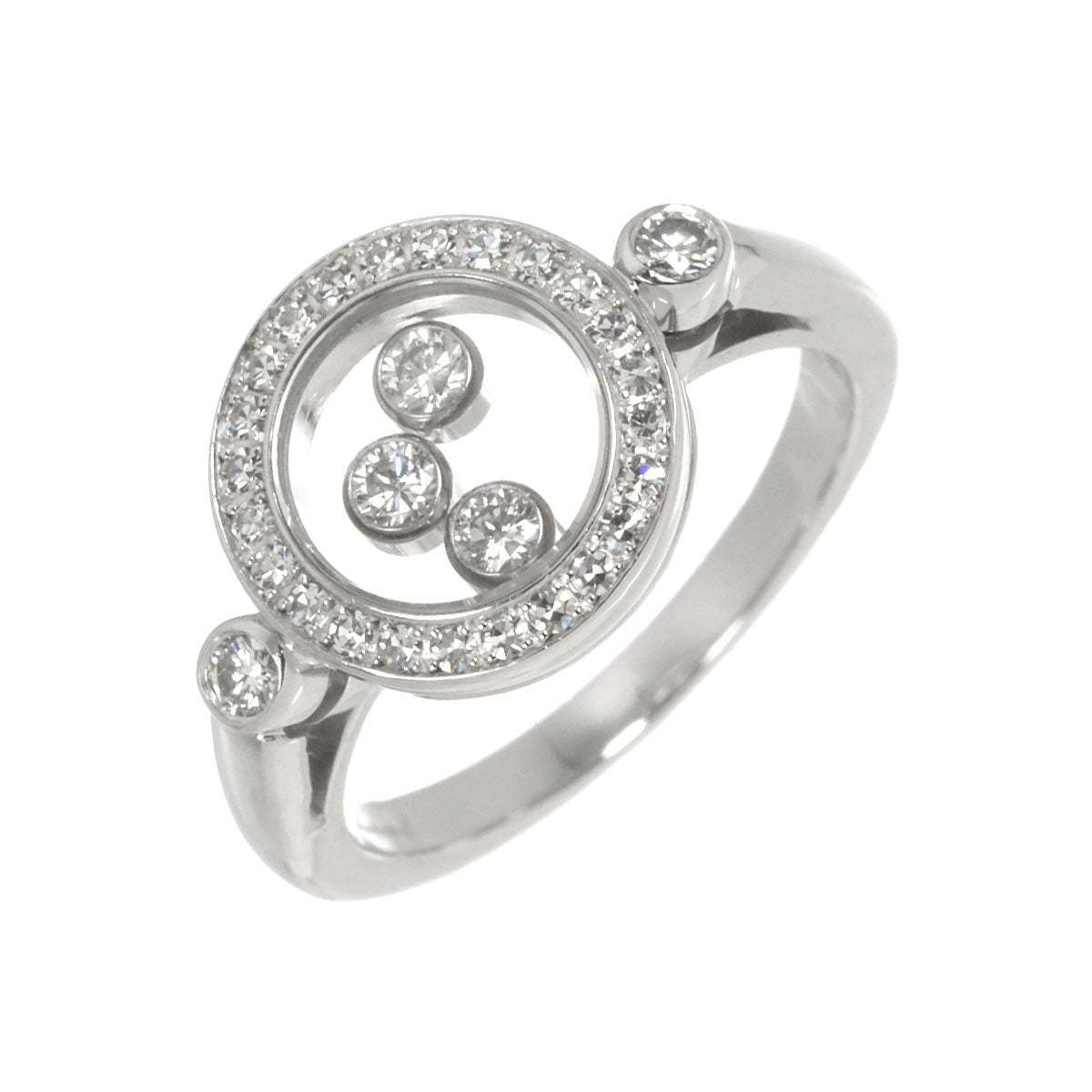 Happy Diamond Ring 18K White Gold 750 Size5.75-6(US)