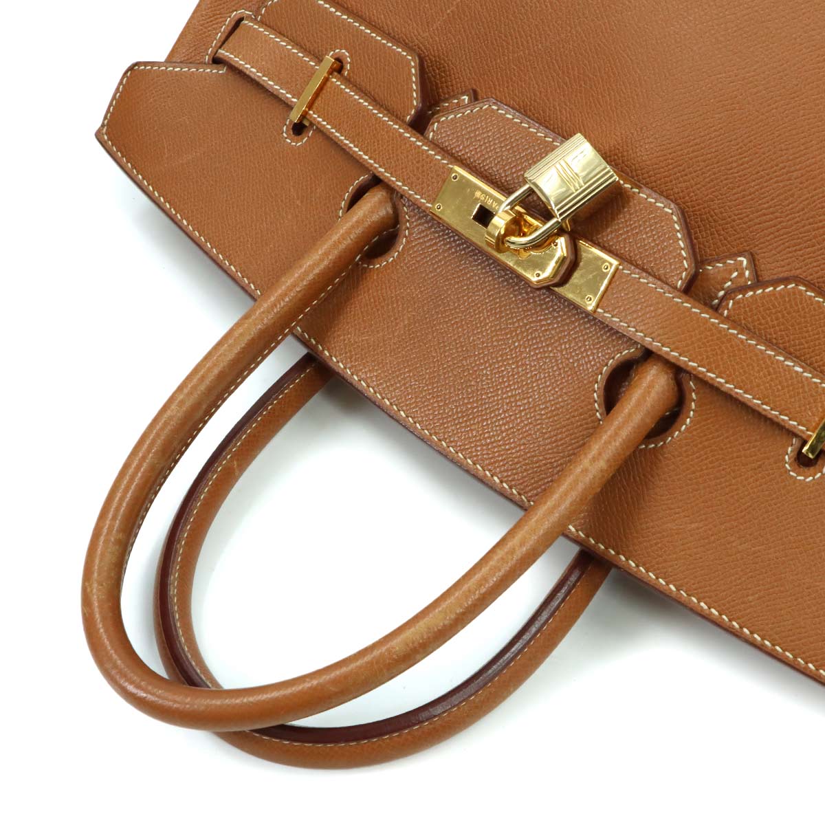 Birkin 35 Couchevel Epsom Gold Hand Bag Brown Purse