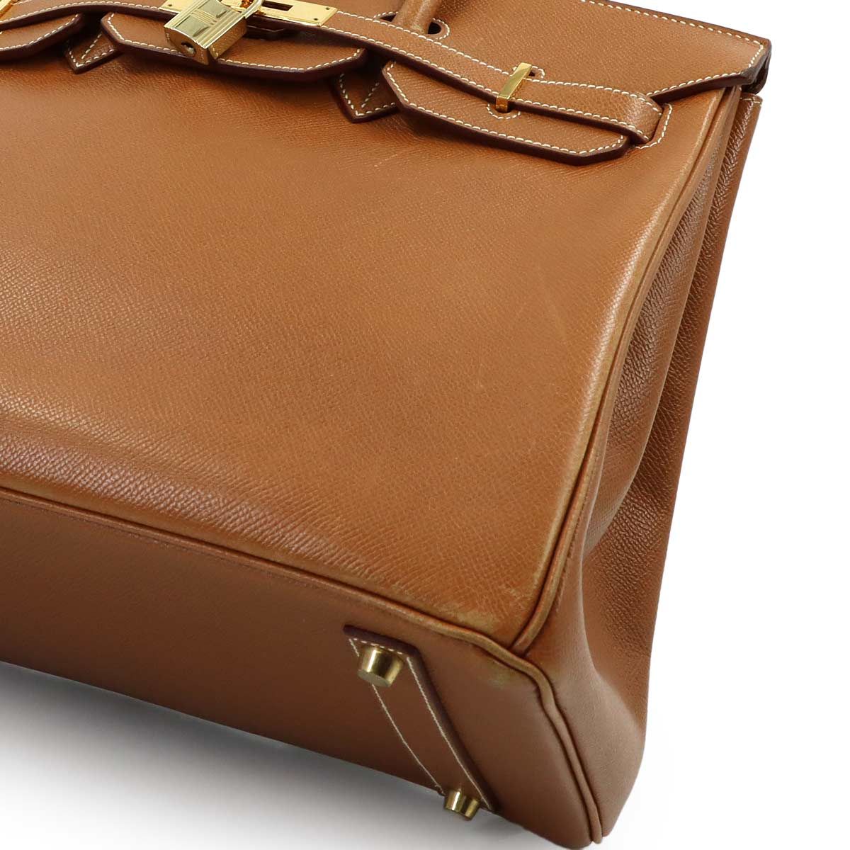 Birkin 35 Couchevel Epsom Gold Hand Bag Brown Purse