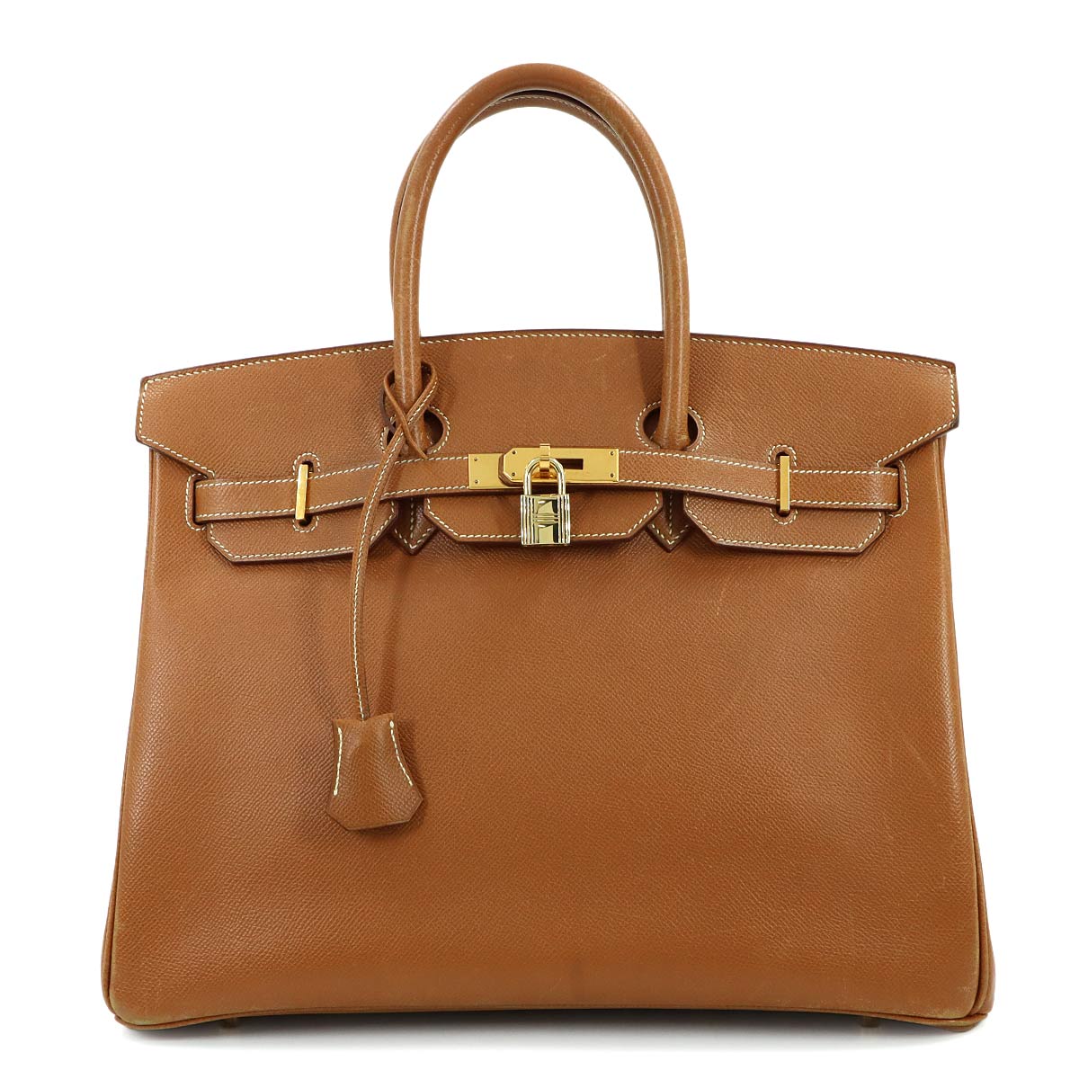 Birkin 35 Couchevel Epsom Gold Hand Bag Brown Purse