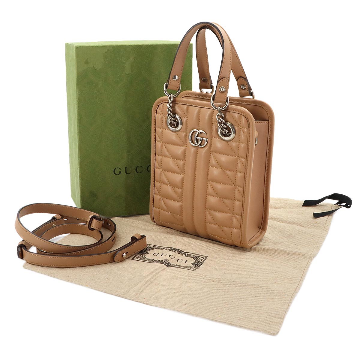 GG Marmont Quilting Mini Hand Shoulder Bag Beige 696123