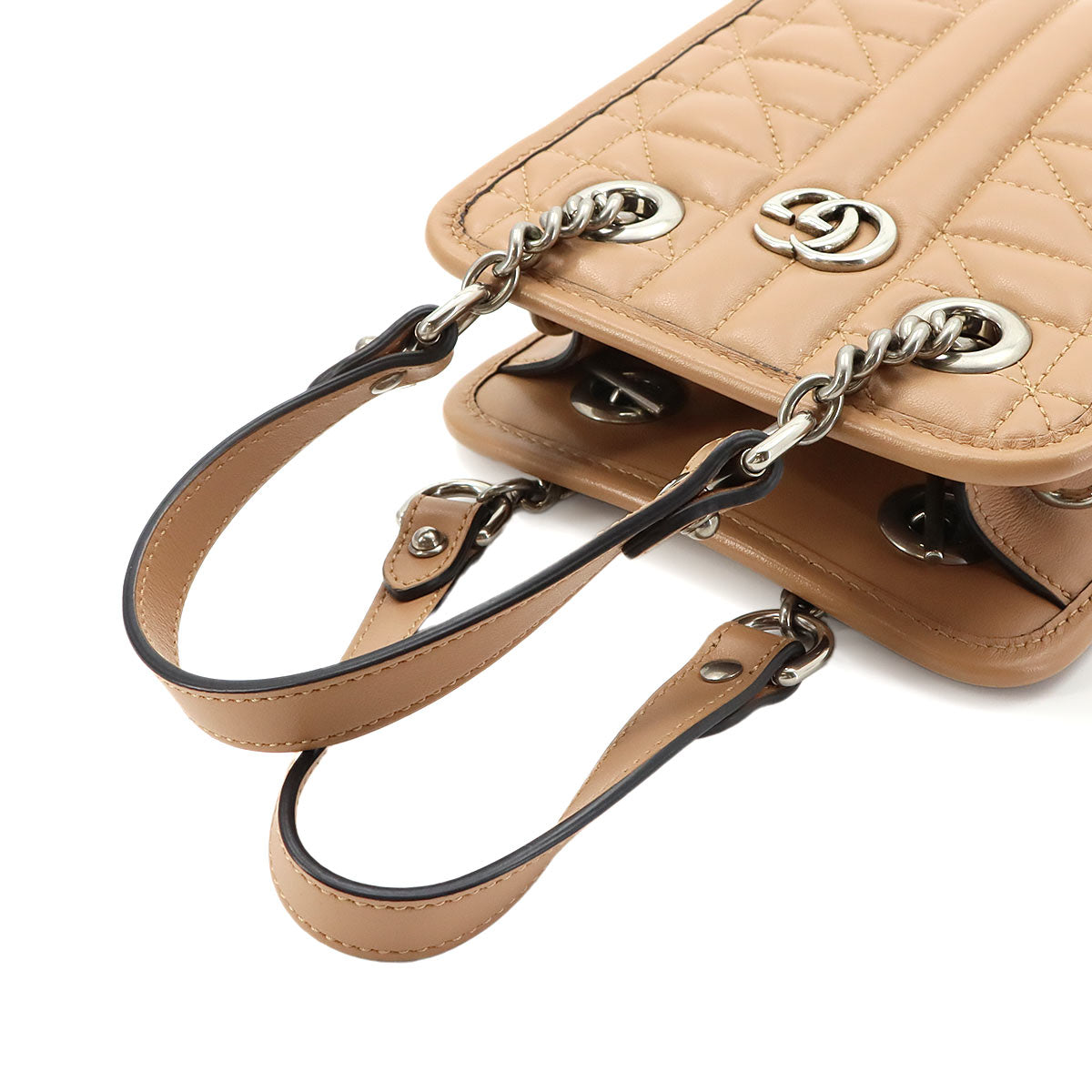 GG Marmont Quilting Mini Hand Shoulder Bag Beige 696123