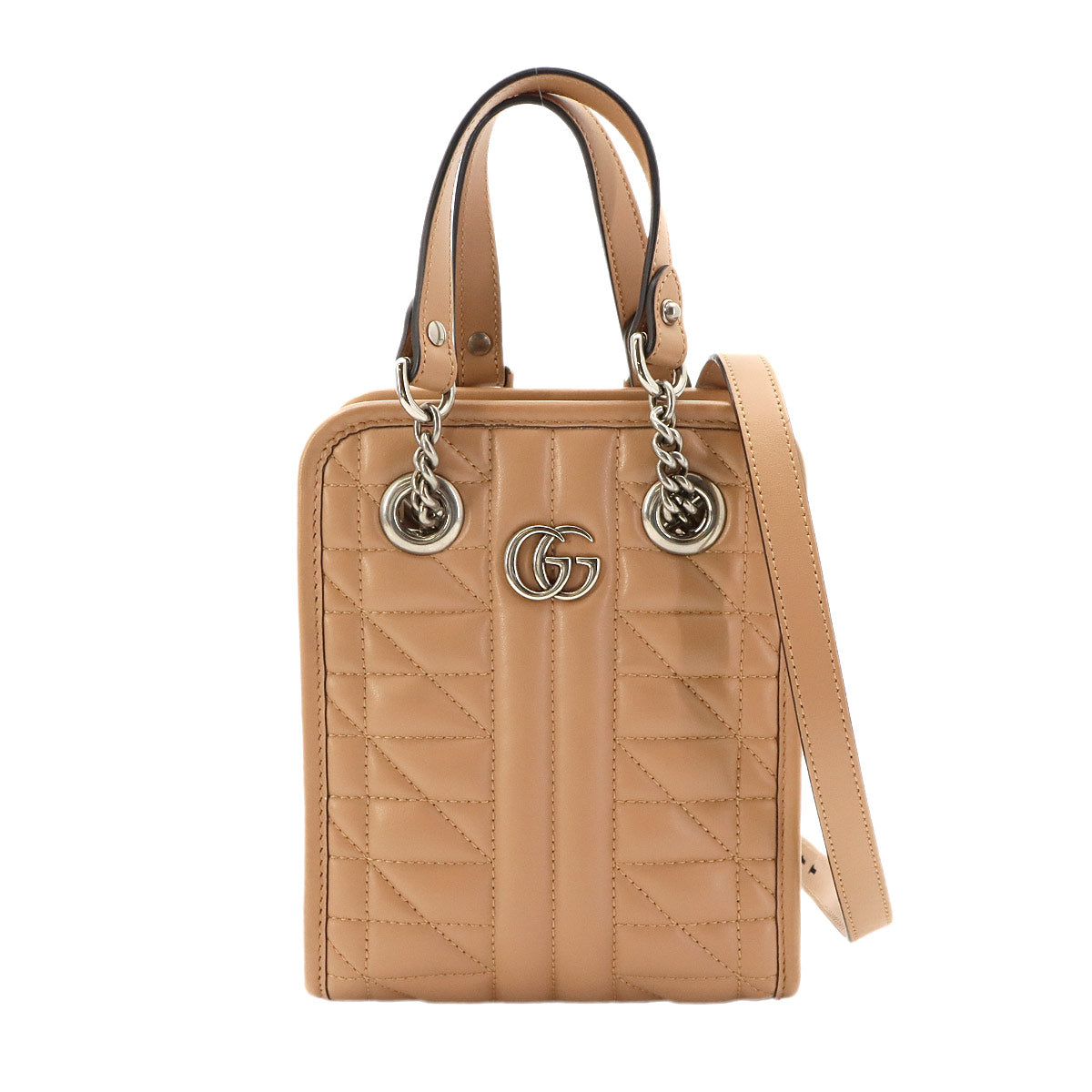 GG Marmont Quilting Mini Hand Shoulder Bag Beige 696123