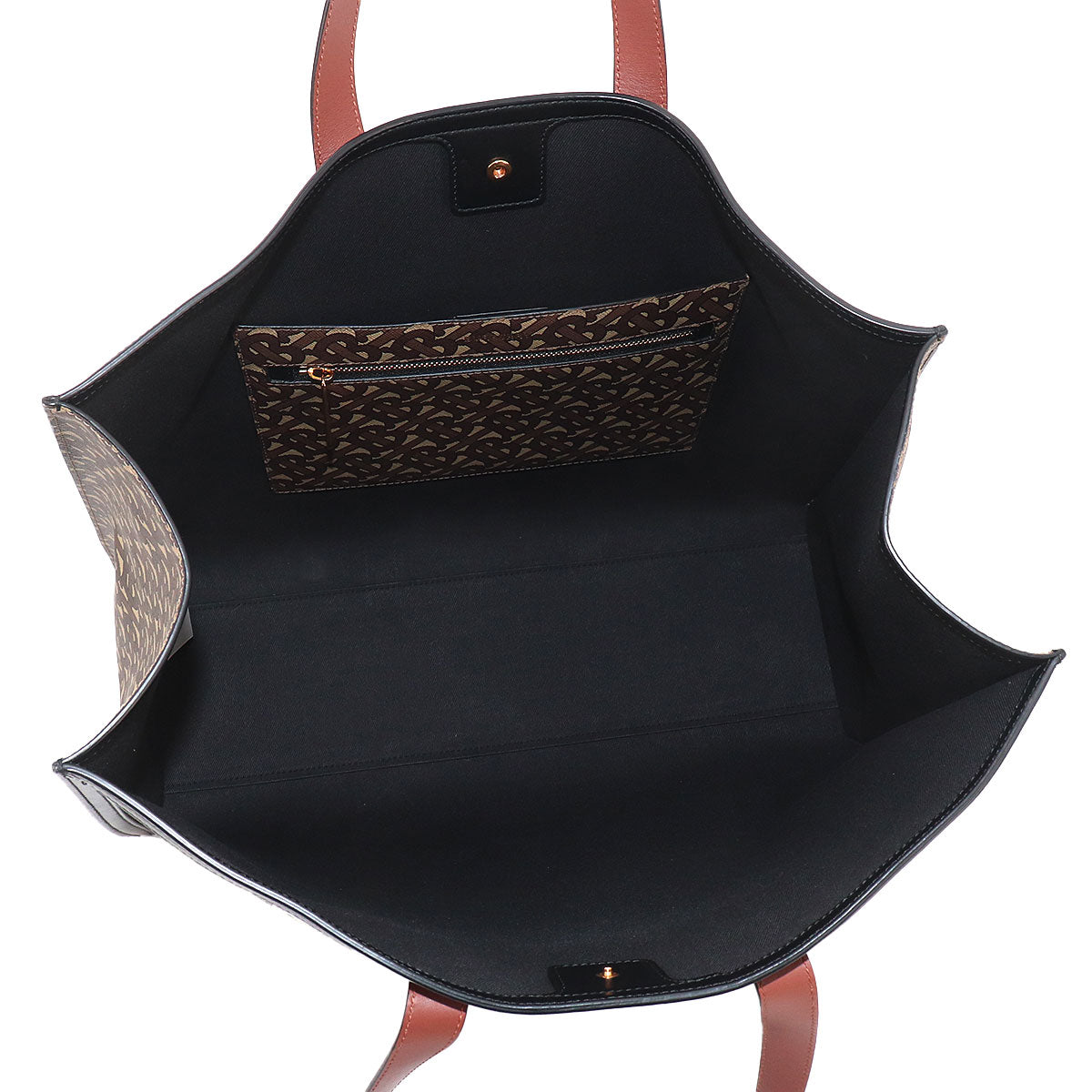 TB Monogram Stripe Tote Bag PVC Leather Brown
