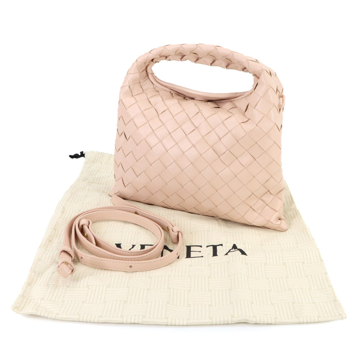 Intrecciato Mini Hop Hand Shoulder Bag Leather Pink