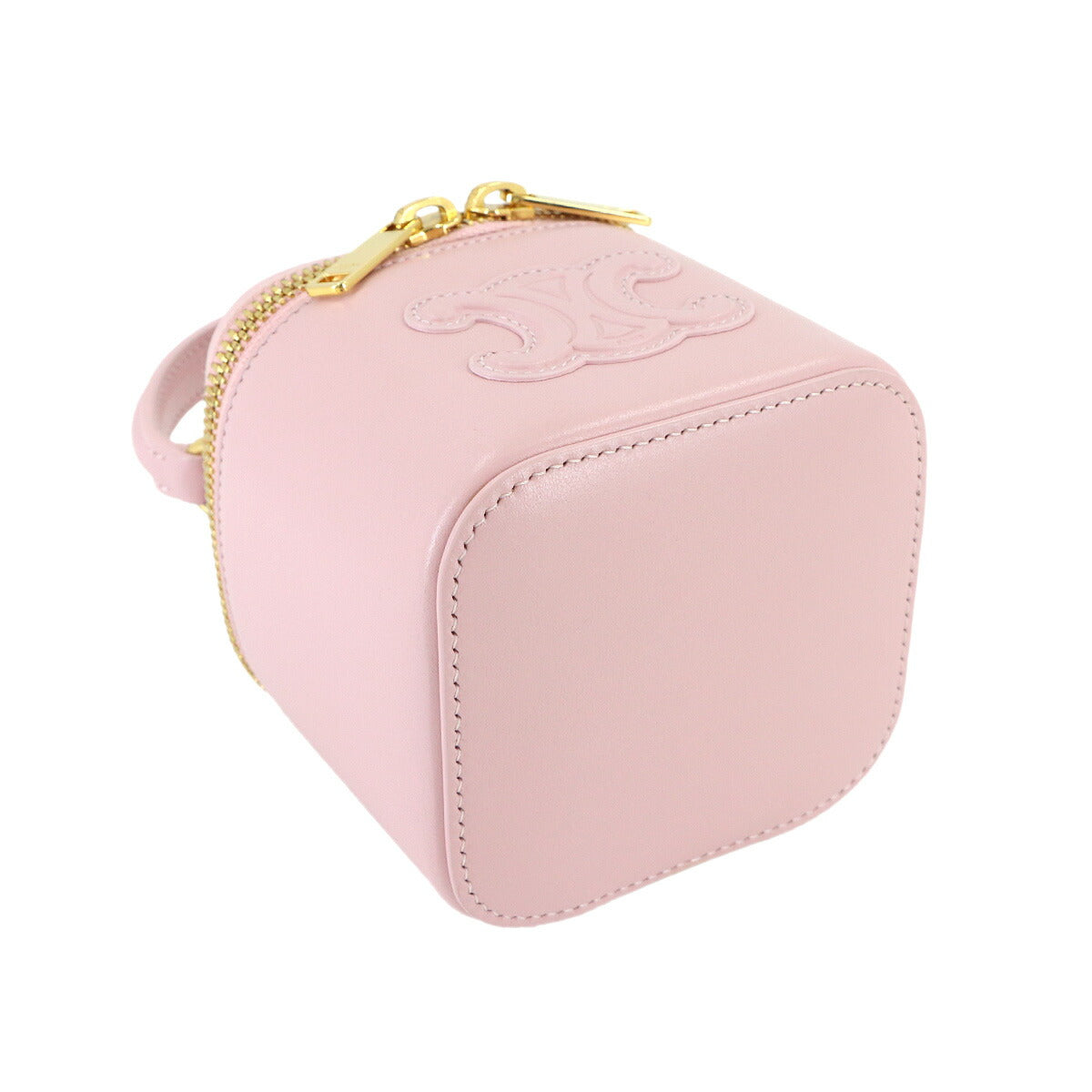 Triomphe Mini Vanity Case Hand Shoulder Bag Leather Light pink