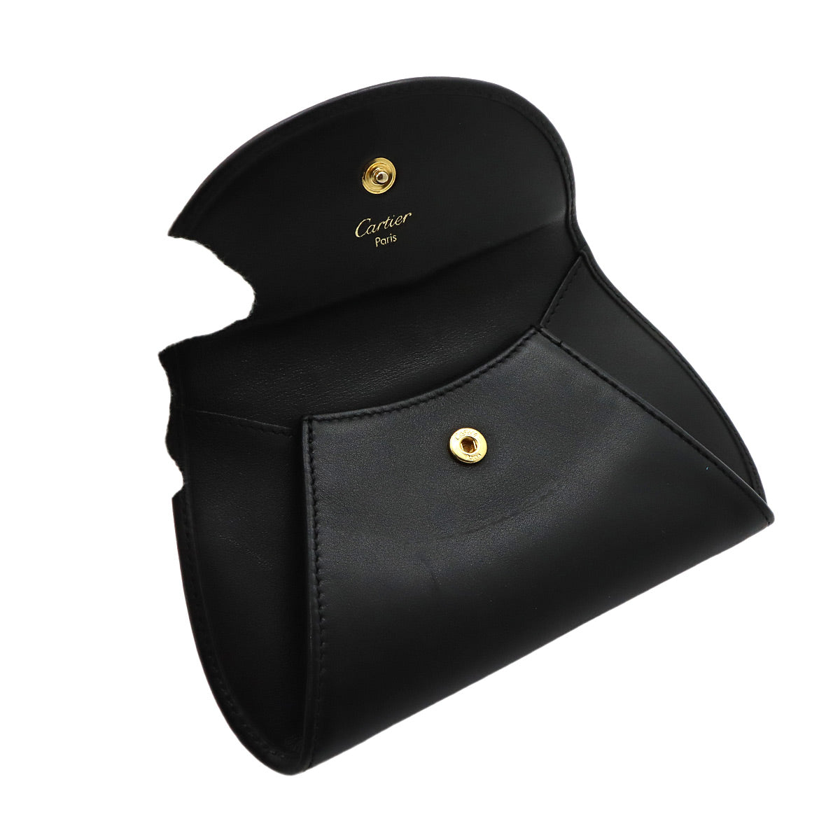Panther Coin Case Leather Black Purse