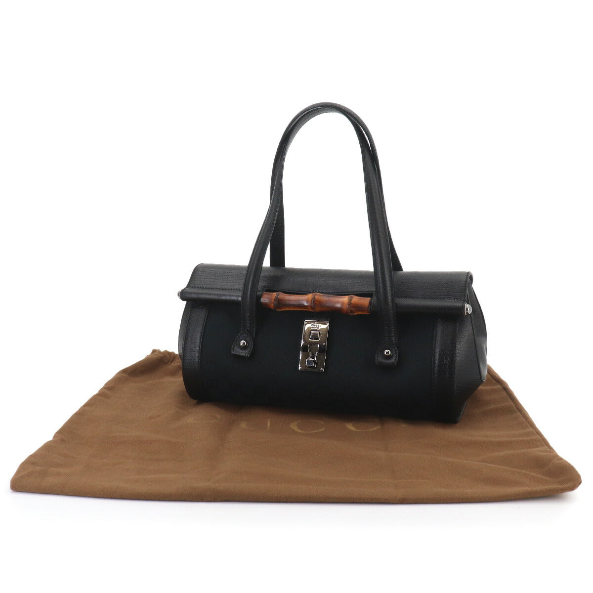 Bamboo Hand Bag GG Canvas Leather Black 111713 Purse