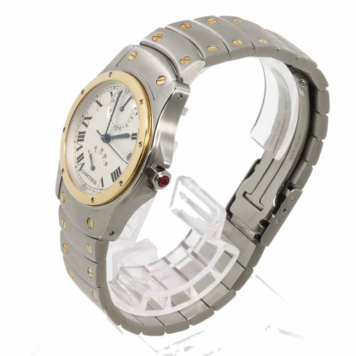 Santos Round GMT W20038R3 YG Automatic Silver Dial Mens Dial